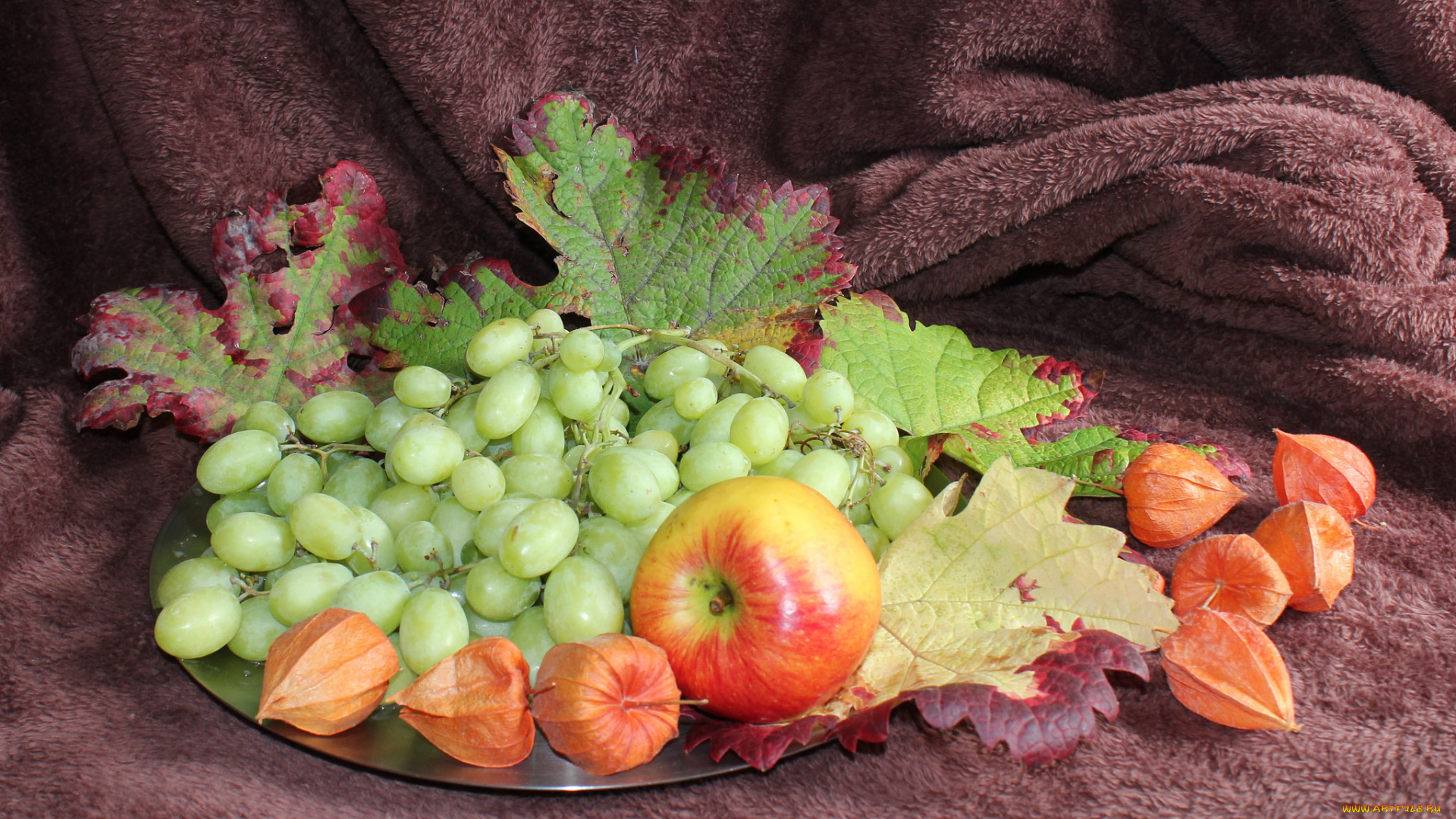 еда, фрукты, , ягоды, яблоки, листья, виноград