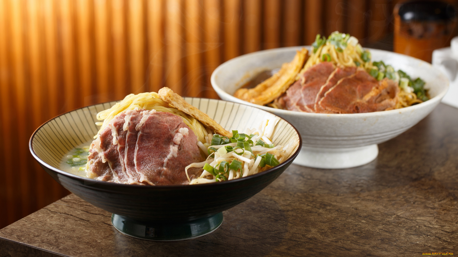 еда, макаронные, блюда, зелень, лапша, мясо, японская, кухня