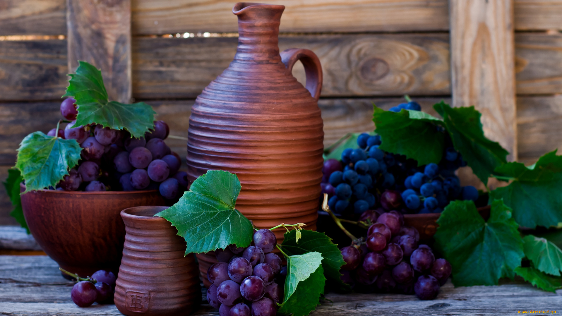 еда, виноград, кувшин, натюрморт, глина