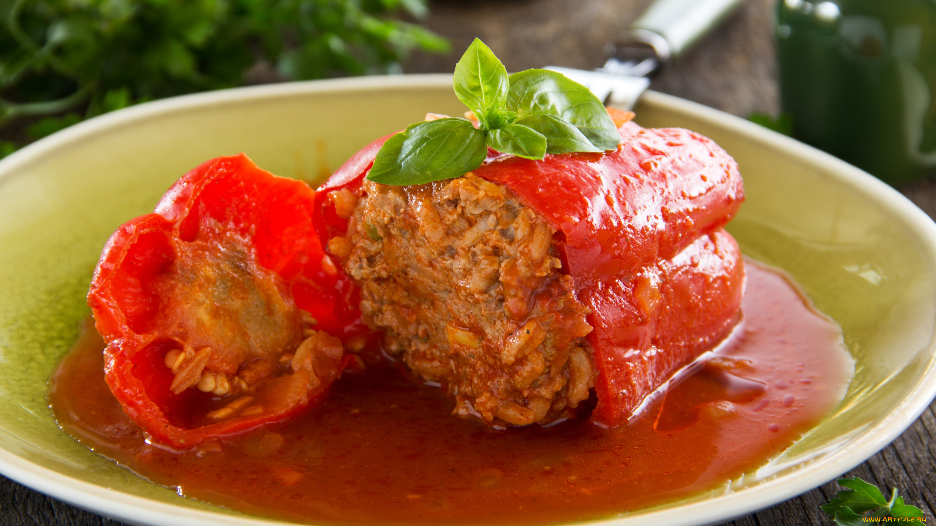 еда, вторые, блюда, подлива, перец, фаршированный, второе, блюдо