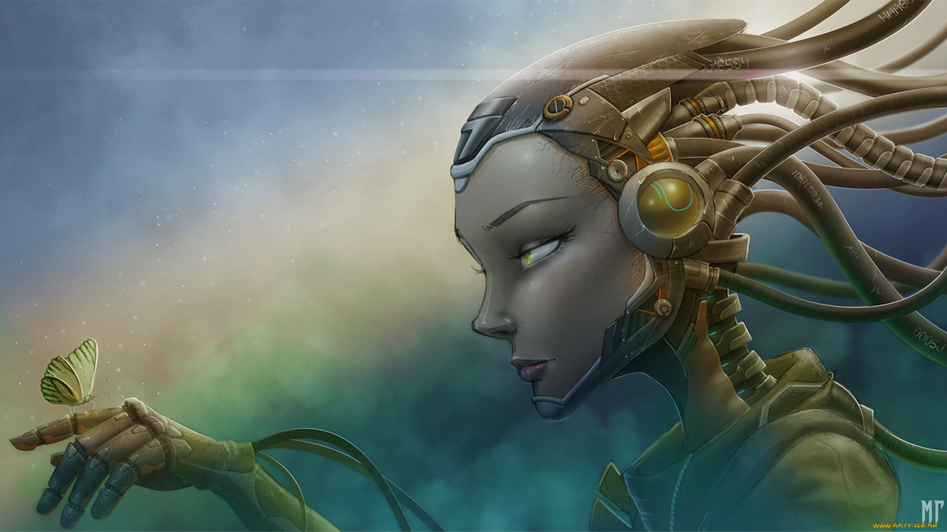 фэнтези, роботы, , киборги, , механизмы, иной, мир, робот, киборг, бабочка
