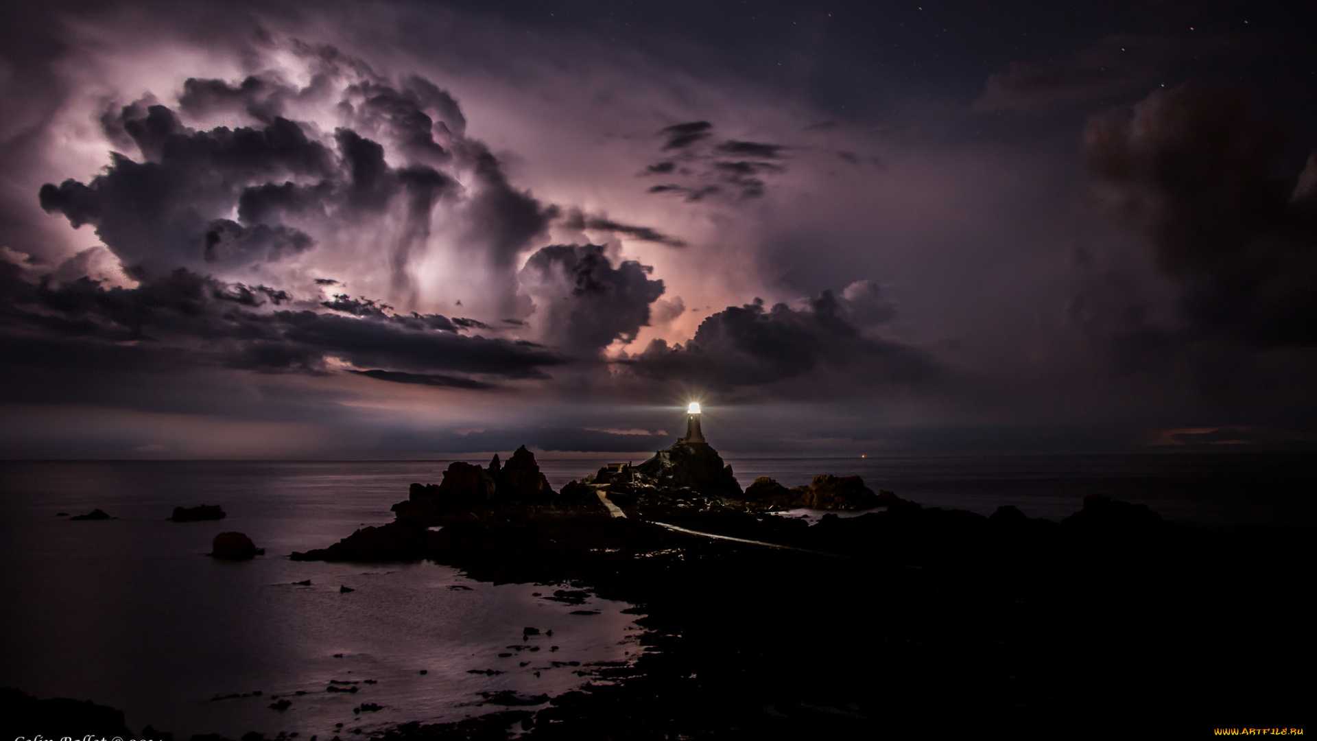 природа, маяки, тучи, небо, ночь, море, маяк, свет