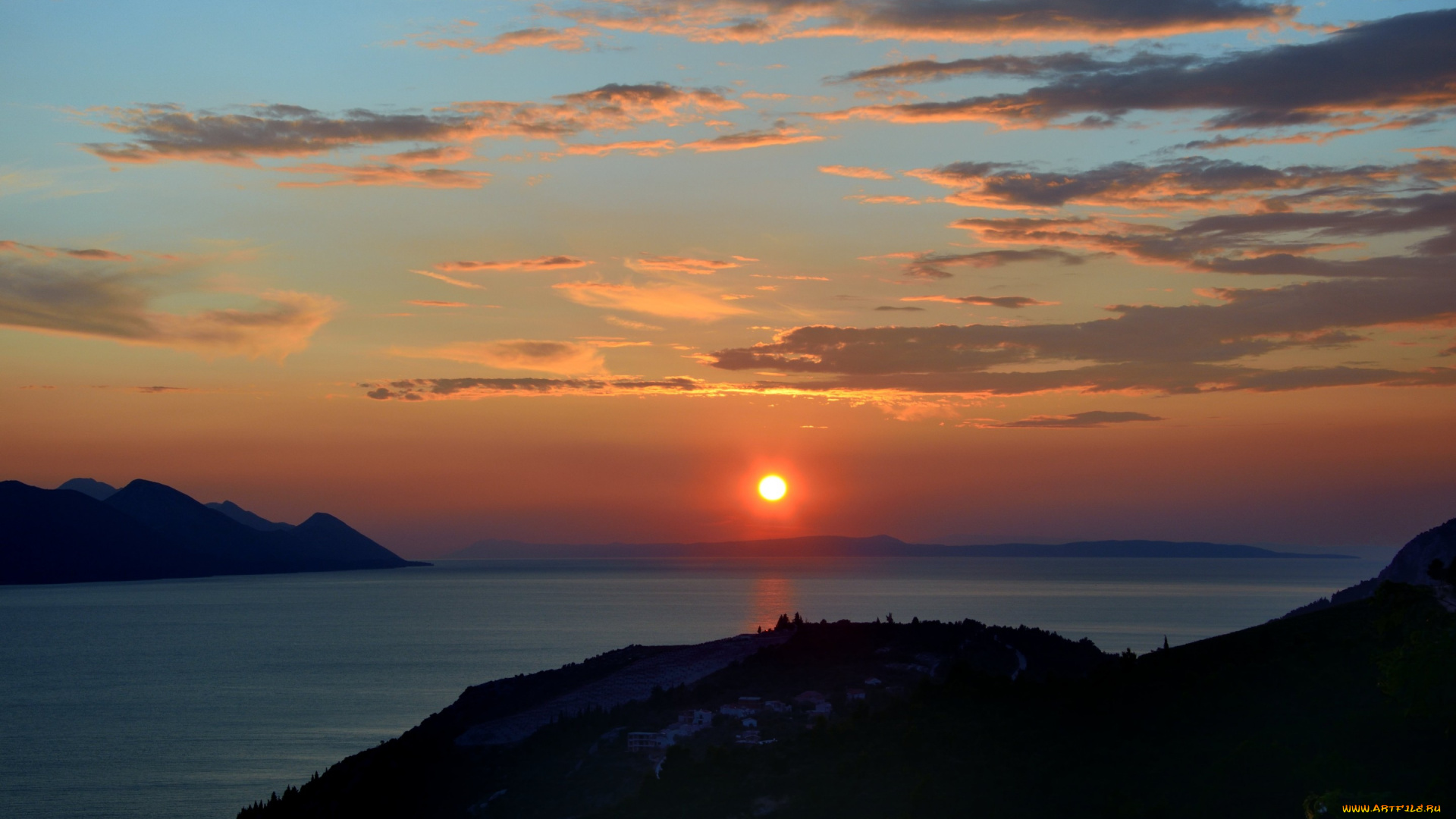 природа, восходы, закаты, закат, облака, море, дубровник, хорватия