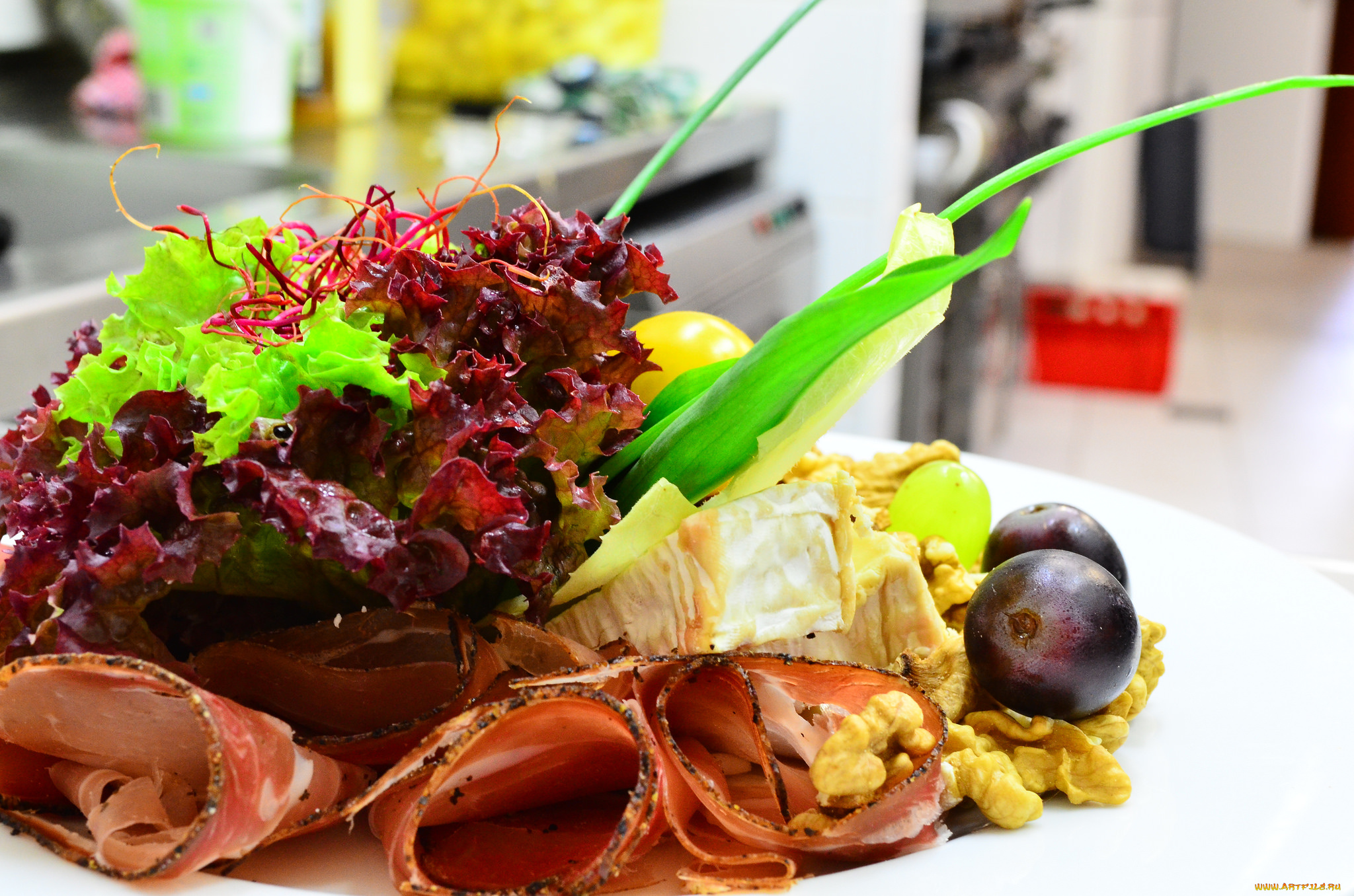 еда, салаты, , закуски, салат, закуска, бекон, виноград