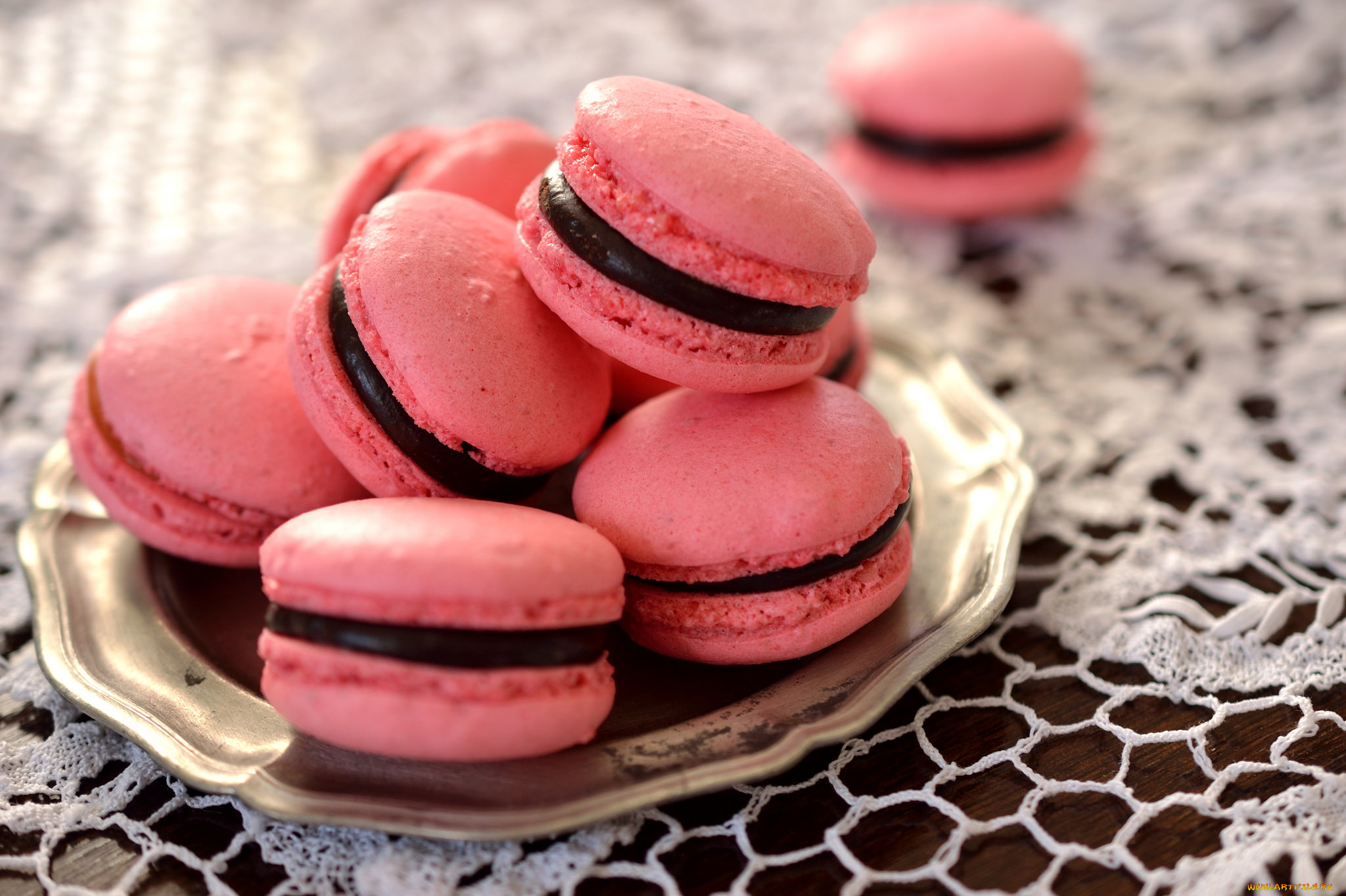 еда, макаруны, пирожное, сладость