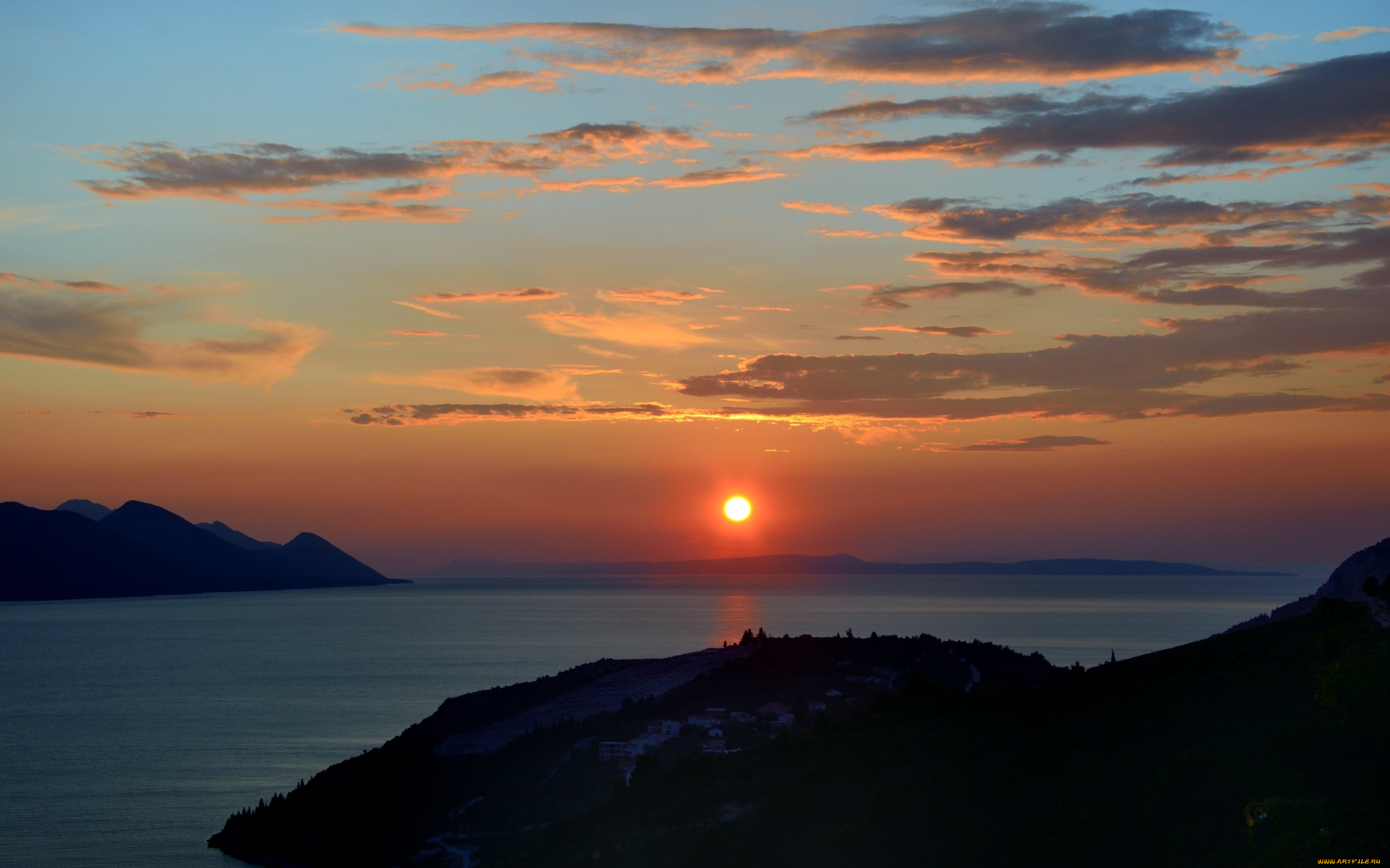 природа, восходы, закаты, закат, облака, море, дубровник, хорватия