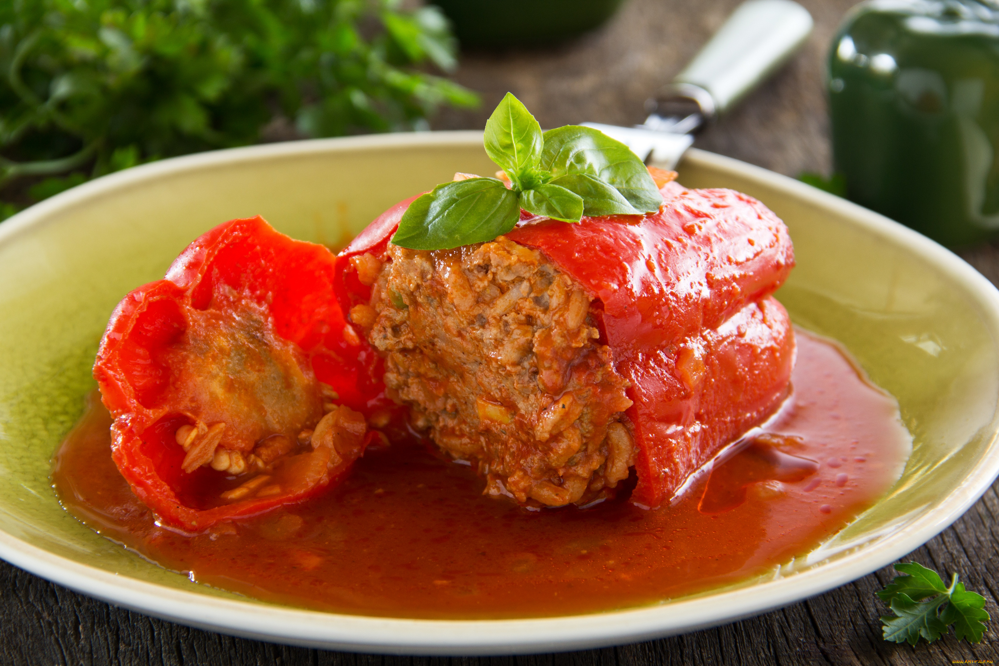 еда, вторые, блюда, подлива, перец, фаршированный, второе, блюдо