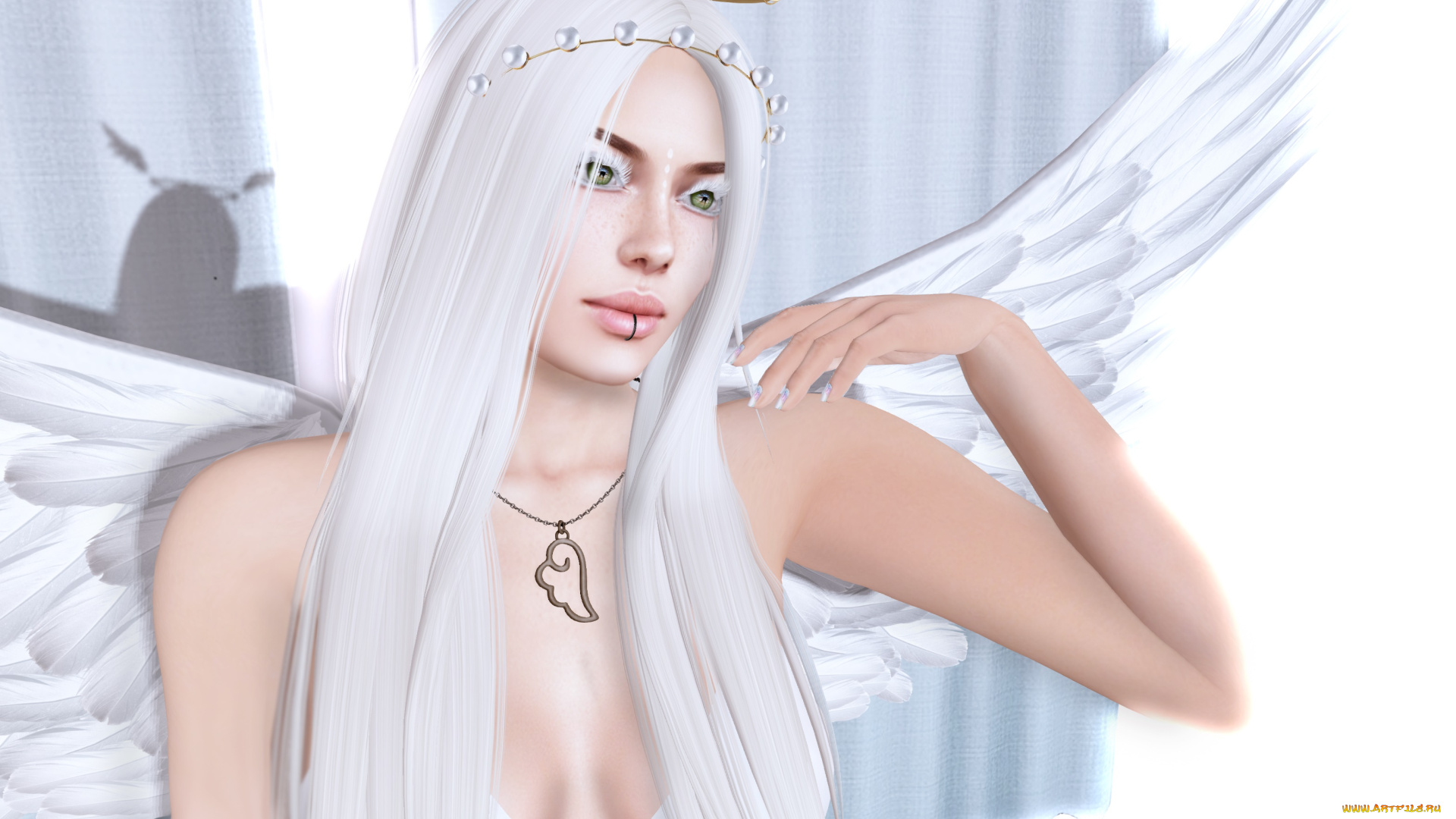 3д, графика, ангел, , angel, ангел, фон, девушка, взгляд