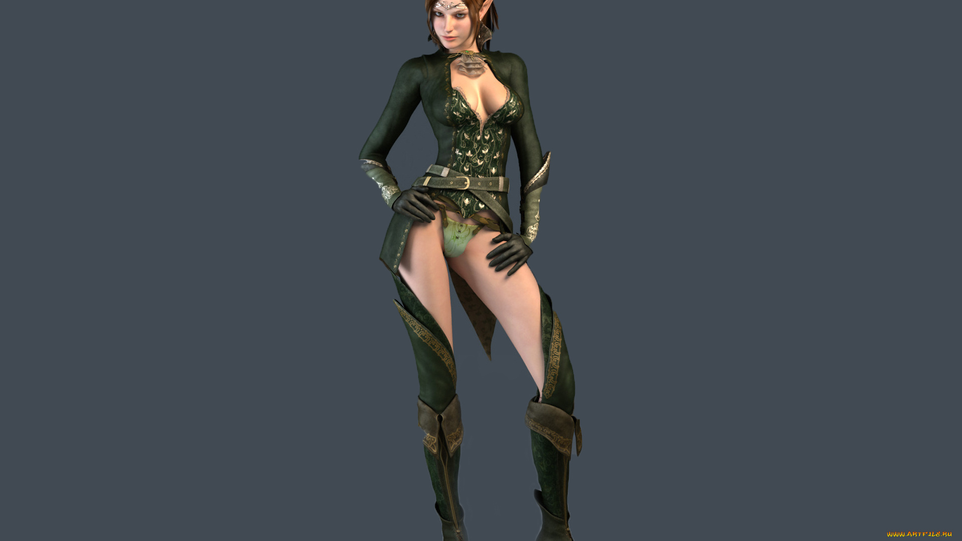 3д, графика, эльфы, , elves, фон, девушка, униформа, эльф