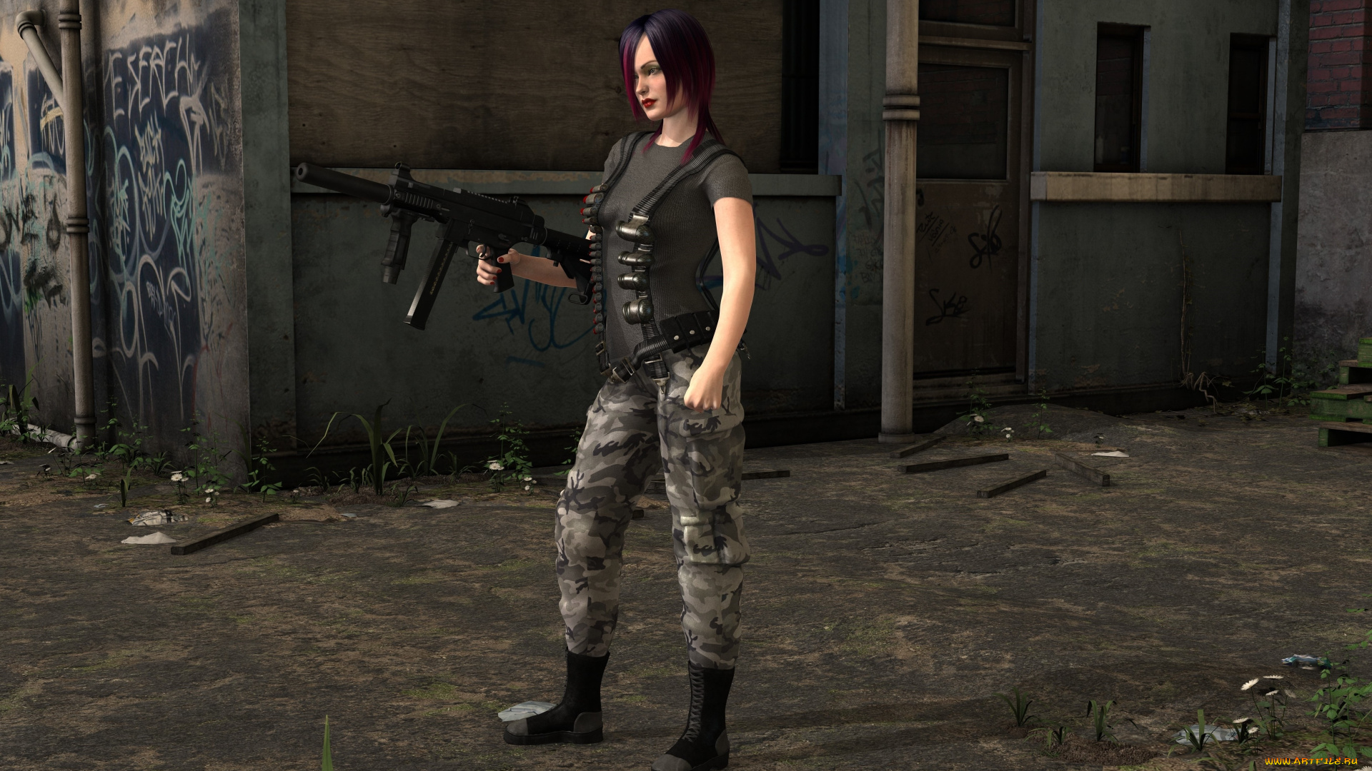 3д, графика, фантазия, , fantasy, оружие, фон, взгляд, девушка