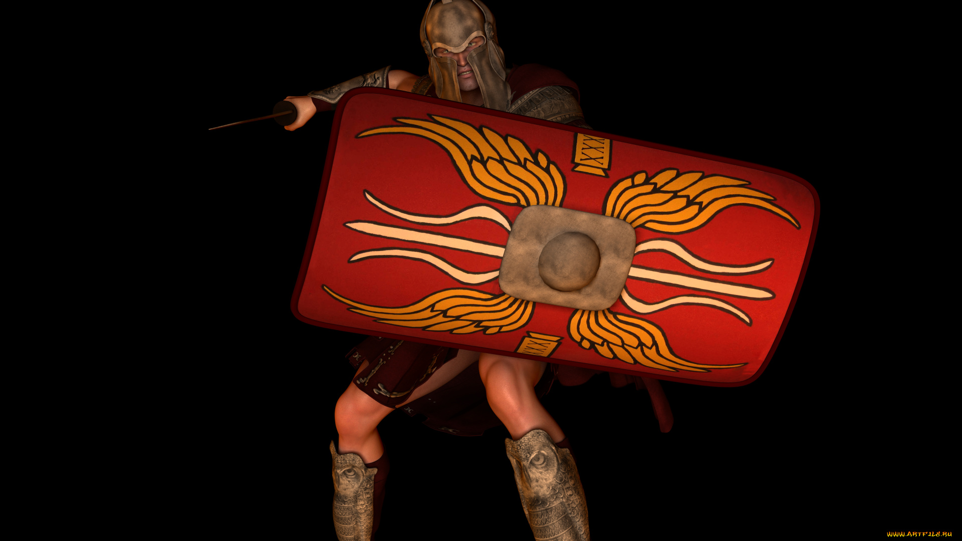 3д, графика, фантазия, , fantasy, оружие, щит, воин