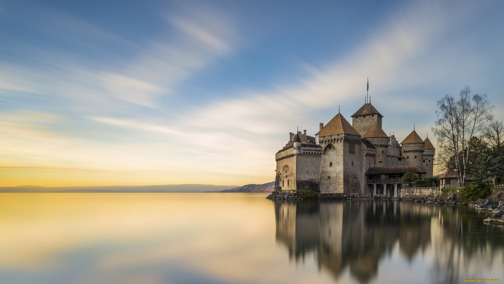 ch&, 226, teau, de, chillon, города, замки, швейцарии, озеро, замок