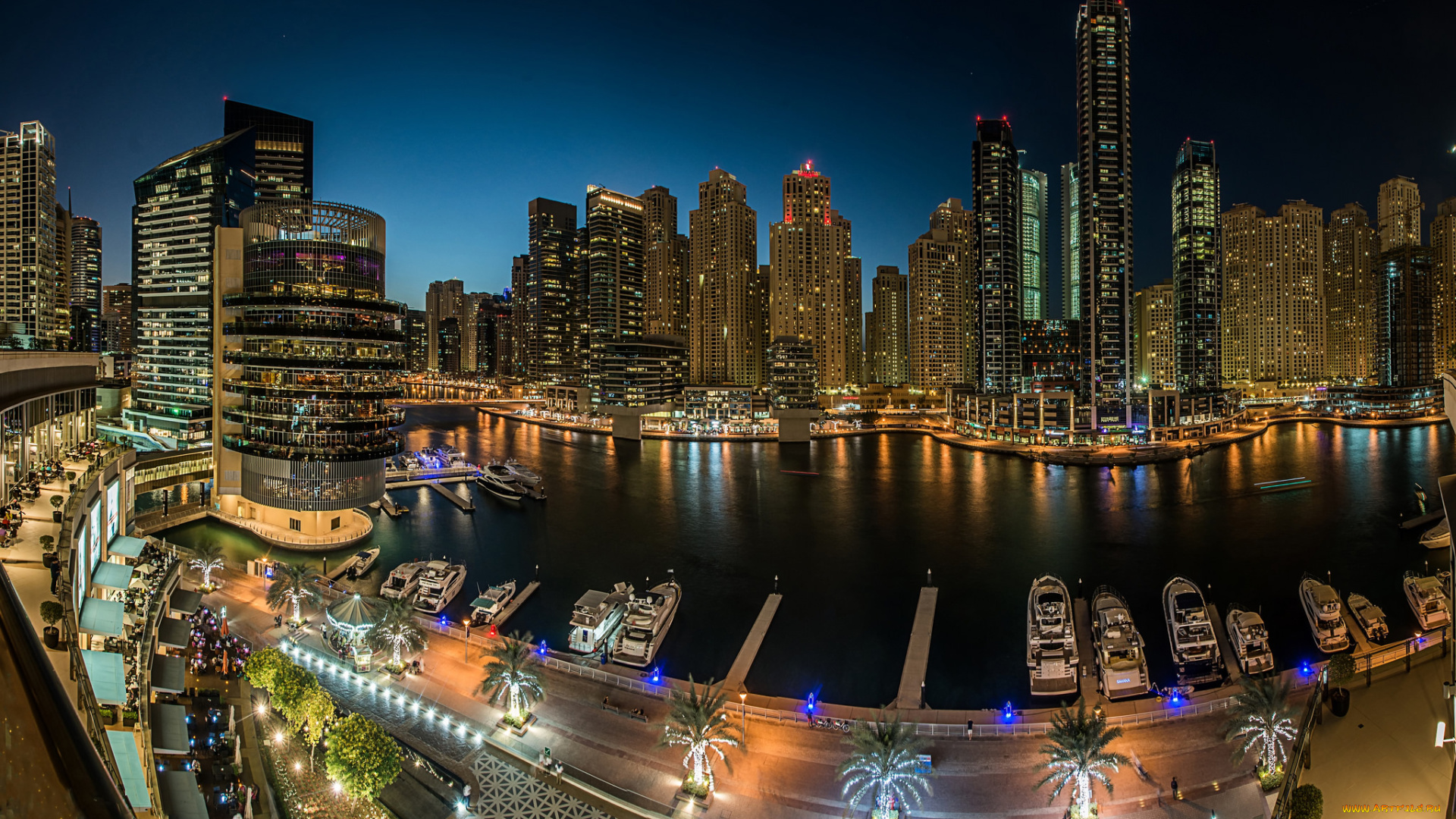 dubai, marina, города, дубай, , оаэ, ночь, акватория, небоскребы