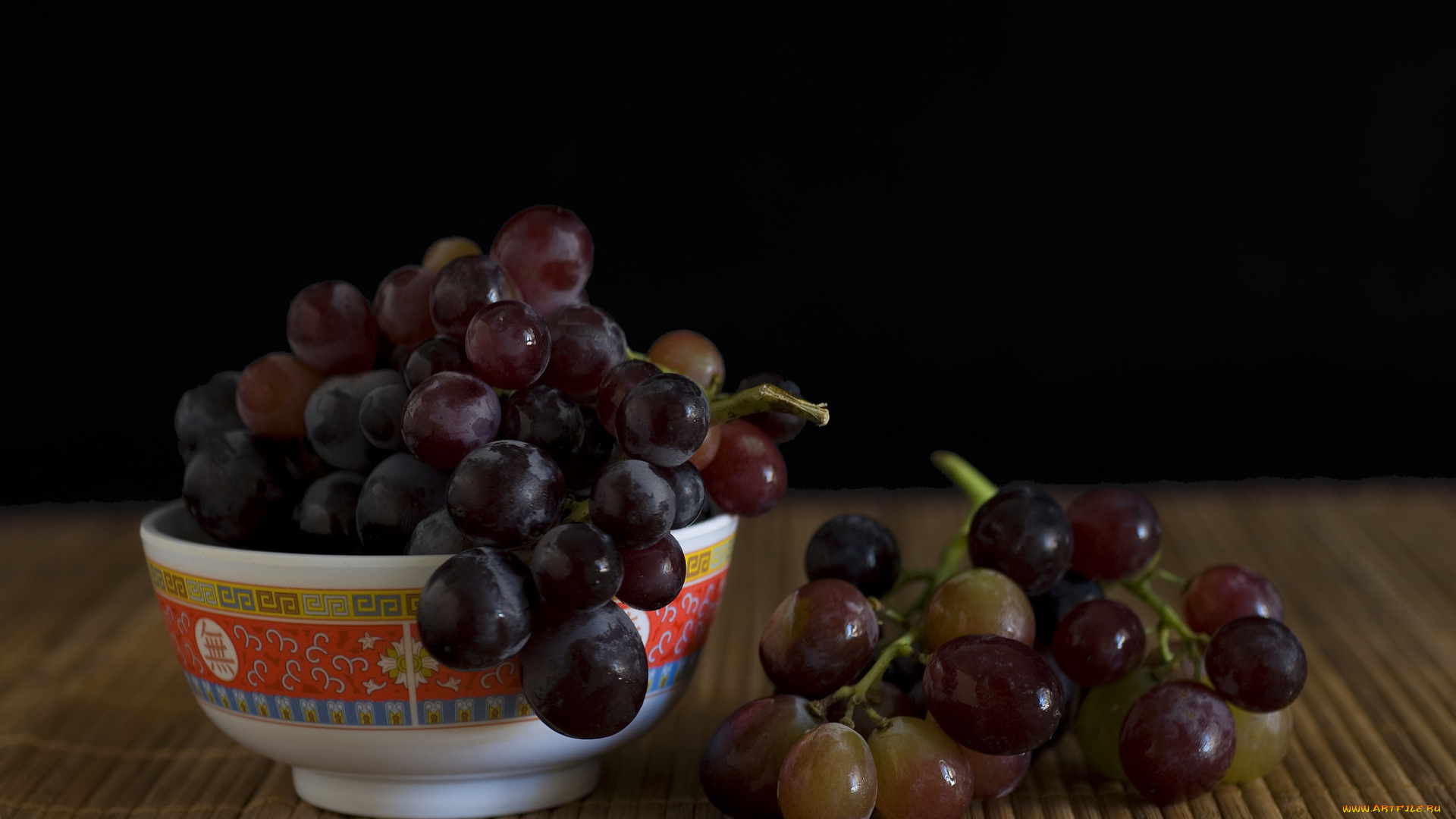 еда, виноград, миска