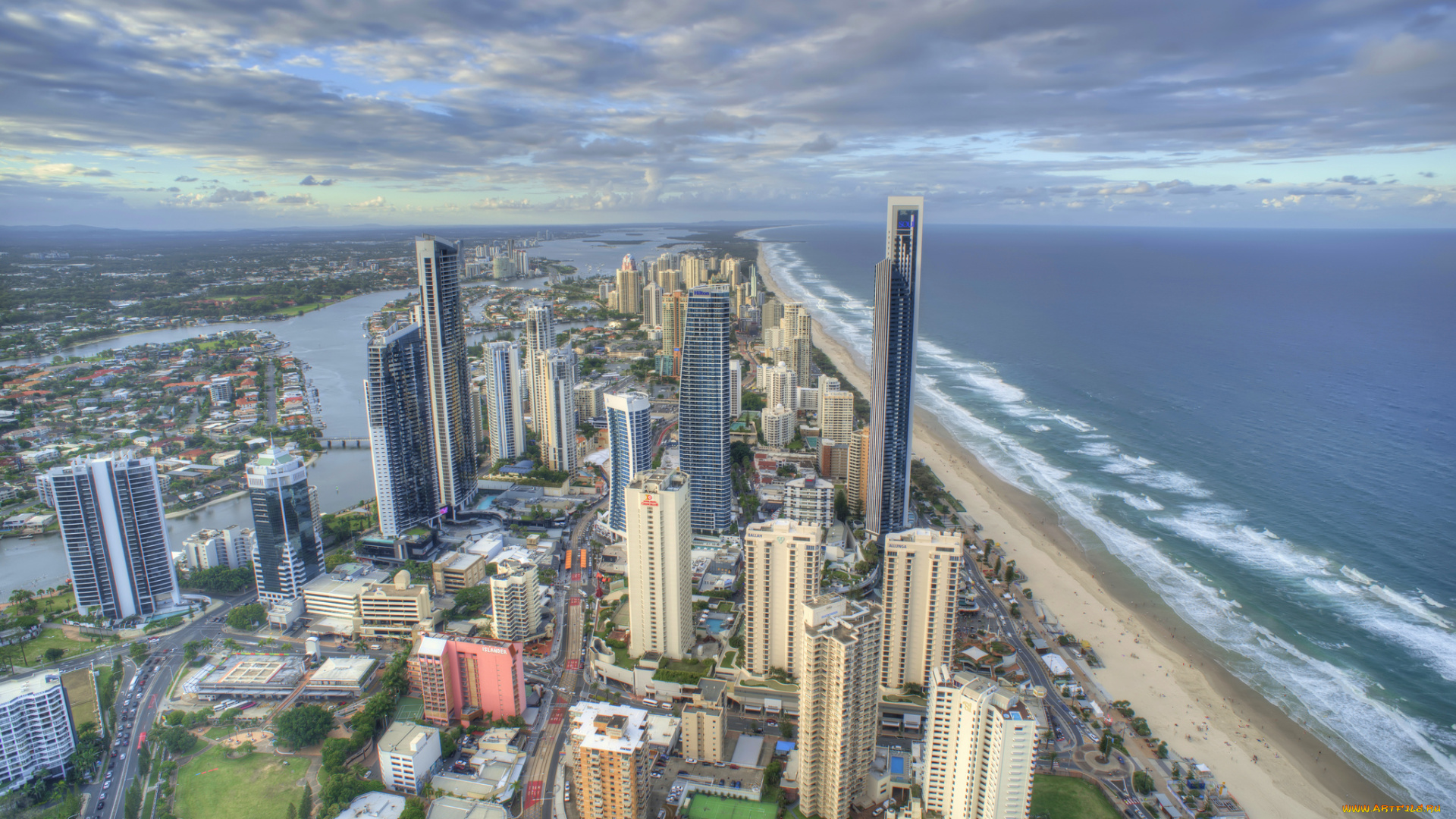 gold, coast, in, queensland, australia, города, -, панорамы, океан, пляж, небоскребы