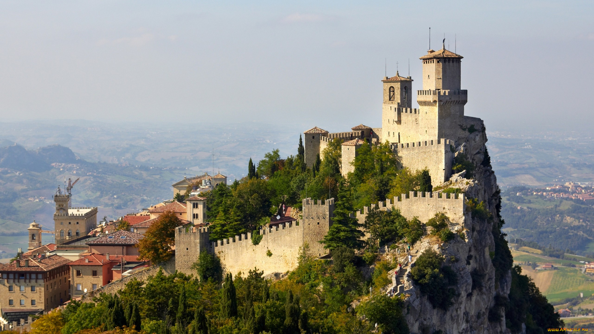 города, -, дворцы, , замки, , крепости, сан-марино, san, marino, historic, centre, mount, titano, гора, крепость, скалы, панорама