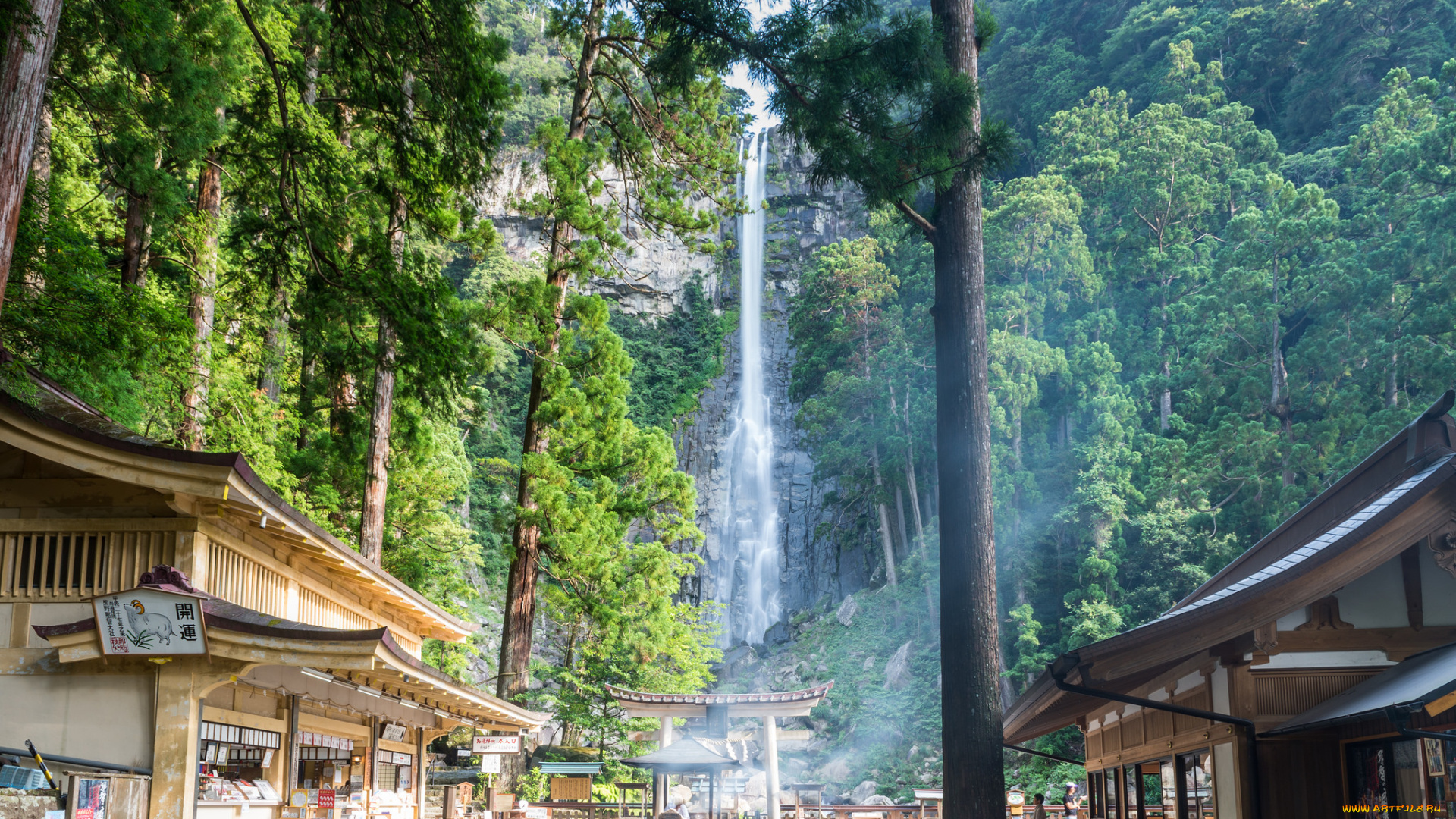 города, -, пейзажи, деревня, водопад, дома, пейзаж