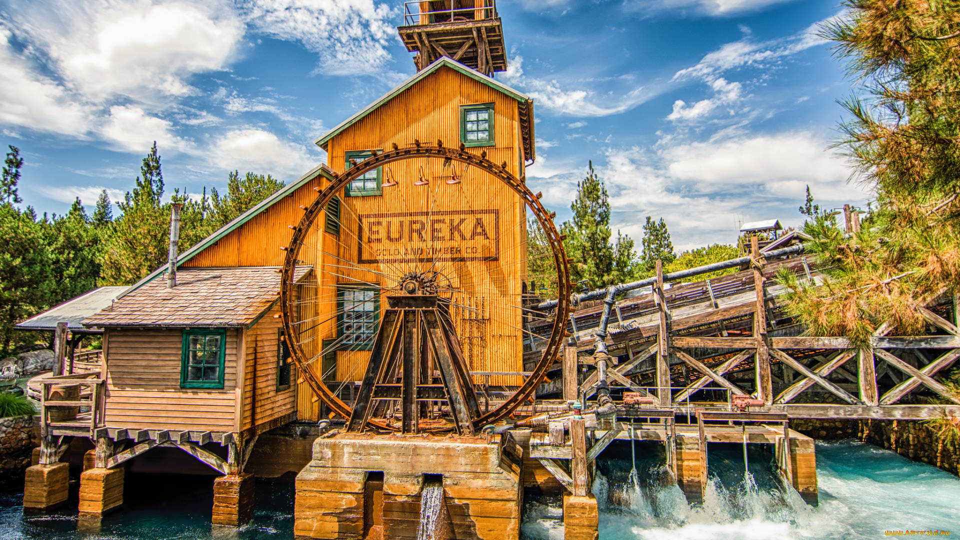 города, диснейленд, парк, аттракцион, река