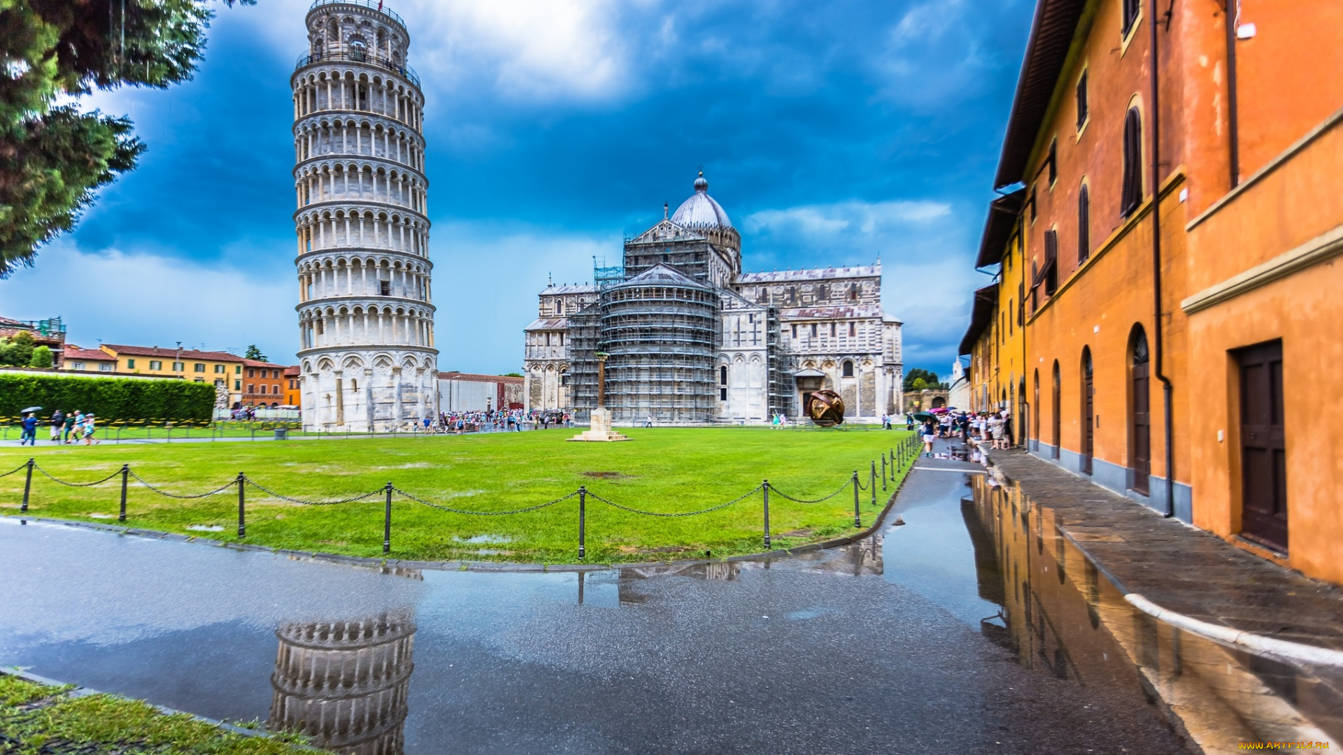 города, пиза, , италия, башня, площадь