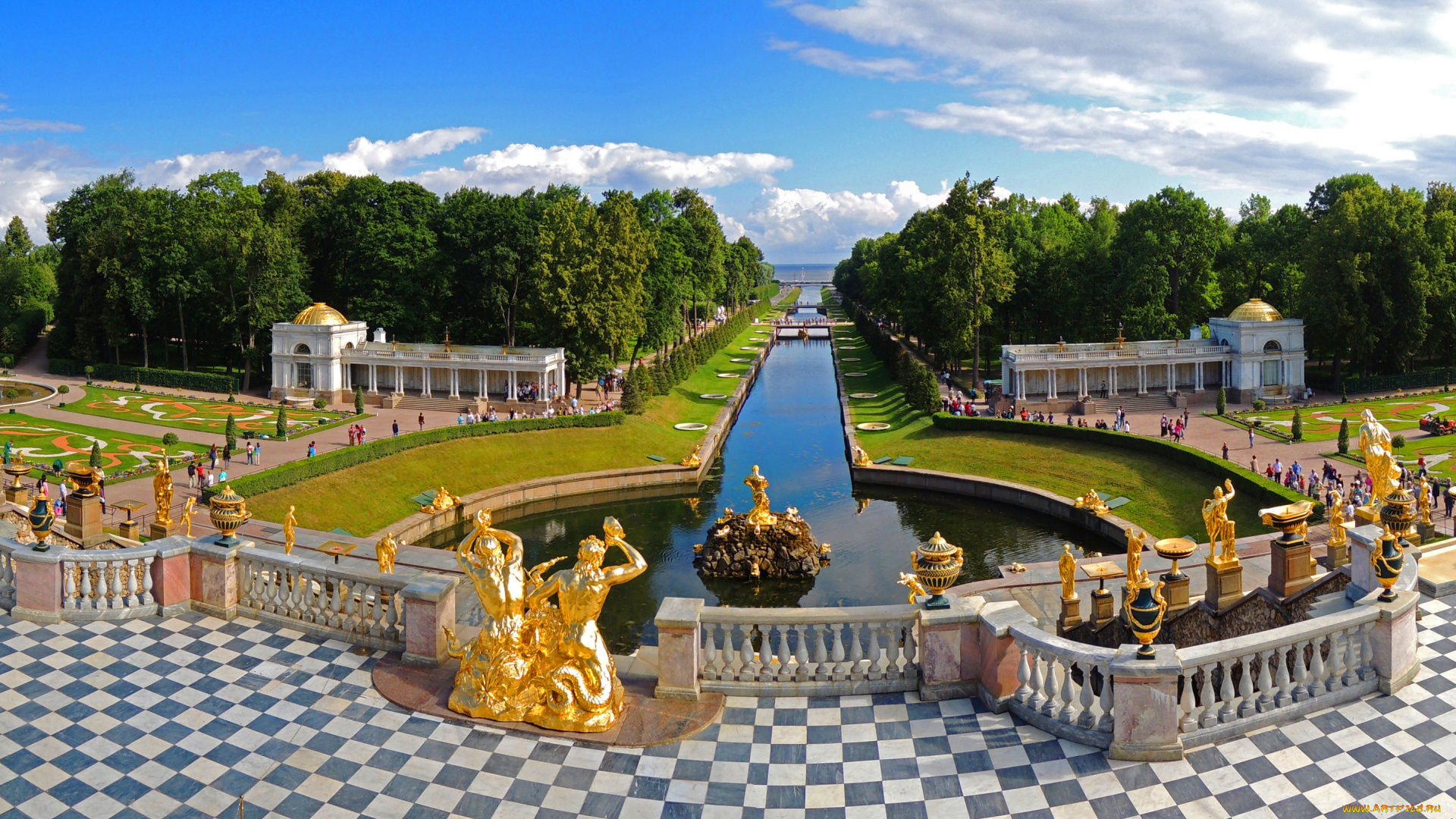 города, санкт-петербург, , петергоф, , россия, панорама