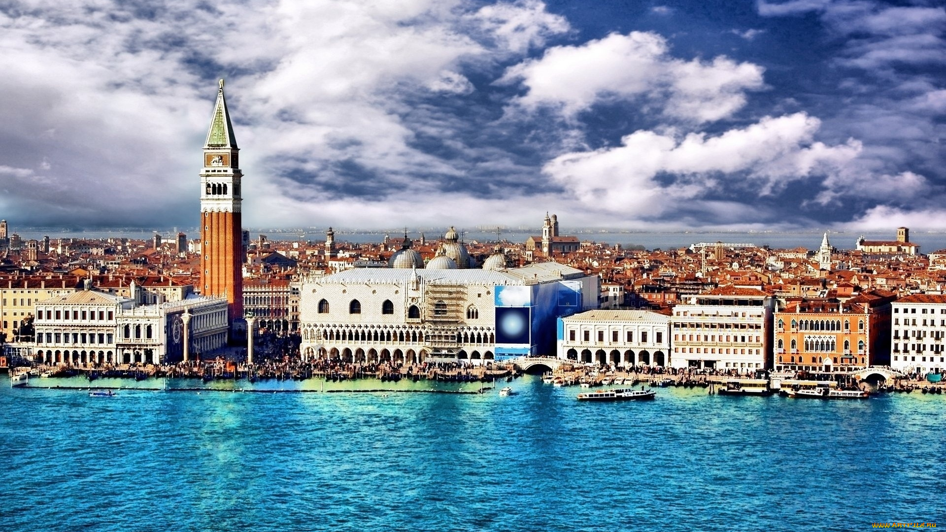 города, венеция, , италия, венеция, здания, дома, море, облака, небо, город