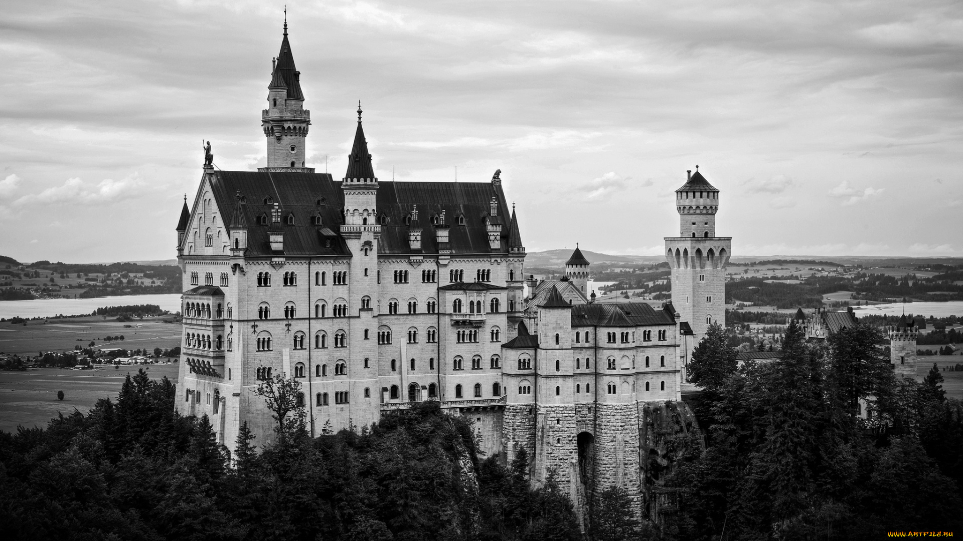 города, замок, нойшванштайн, , германия, замок