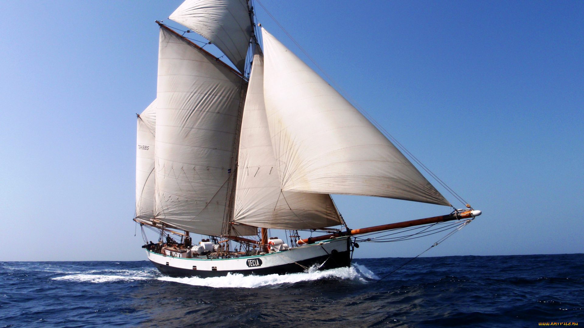 корабли, парусники, паруса, яхта, небо, море