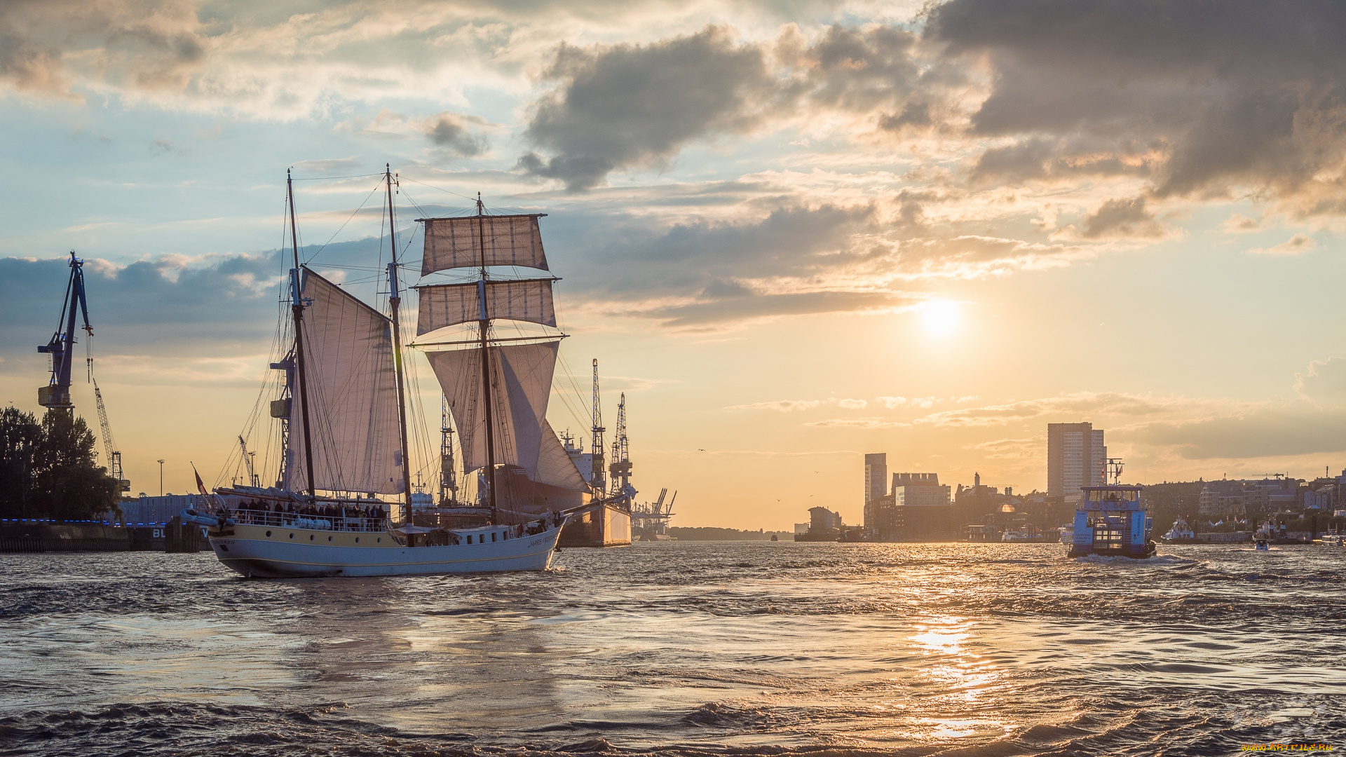 корабли, порты, , , причалы, гавань, порт, паруса