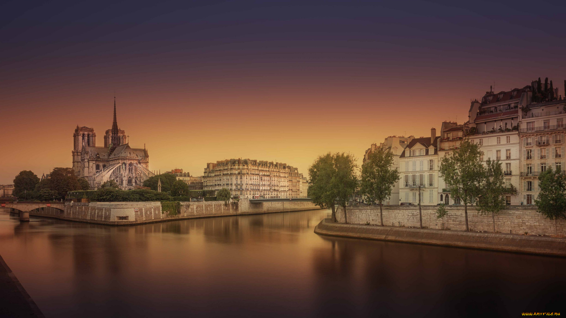 paris, notre-dame, города, париж, , франция, ночь, собор, река