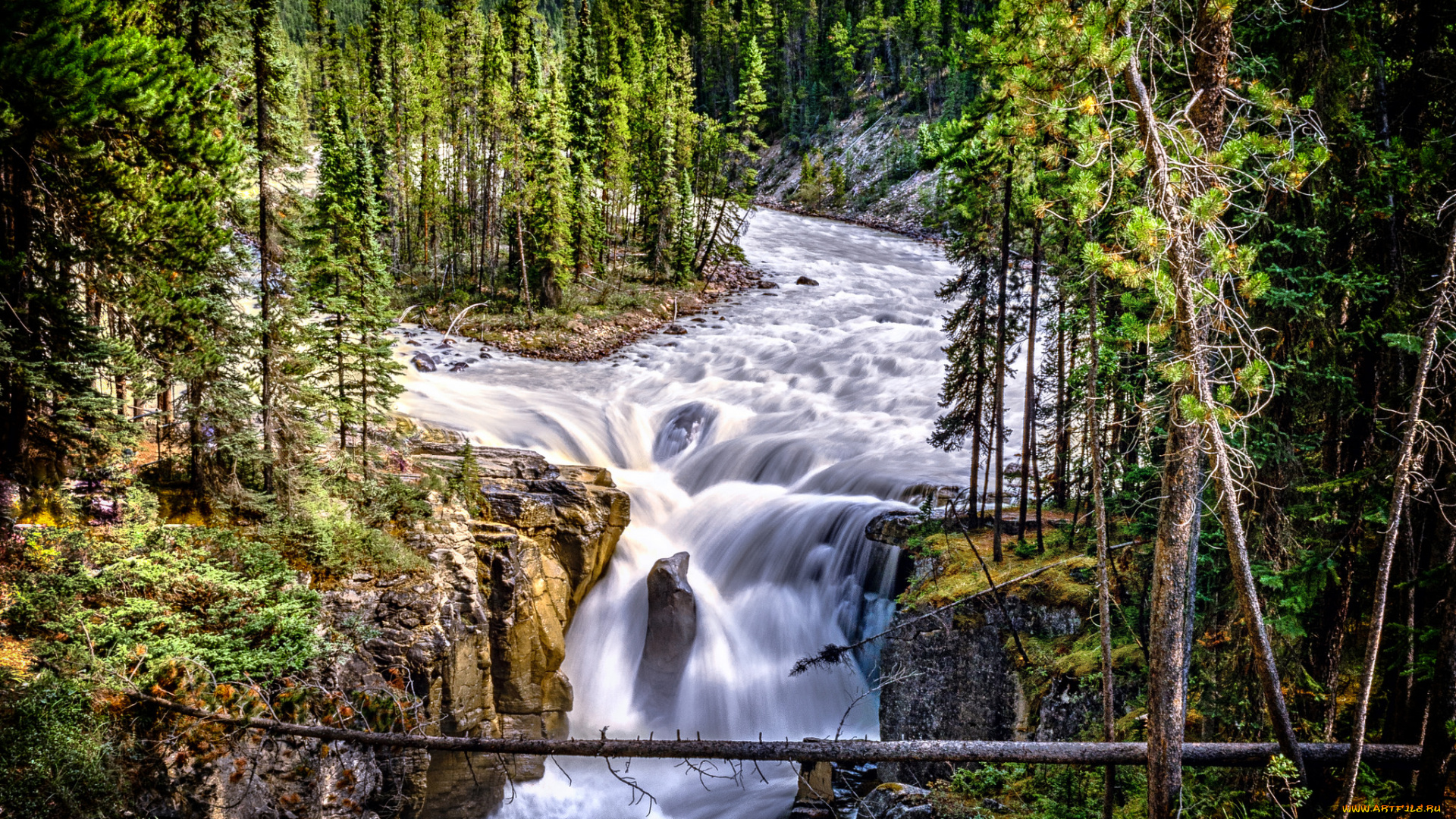 природа, водопады, водопад, река, лес