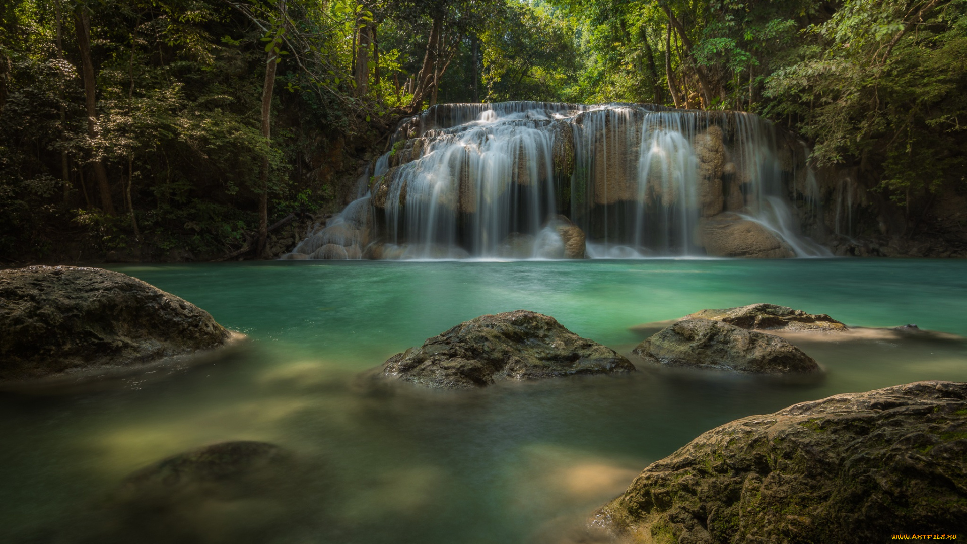 природа, водопады, водопад, река, лес