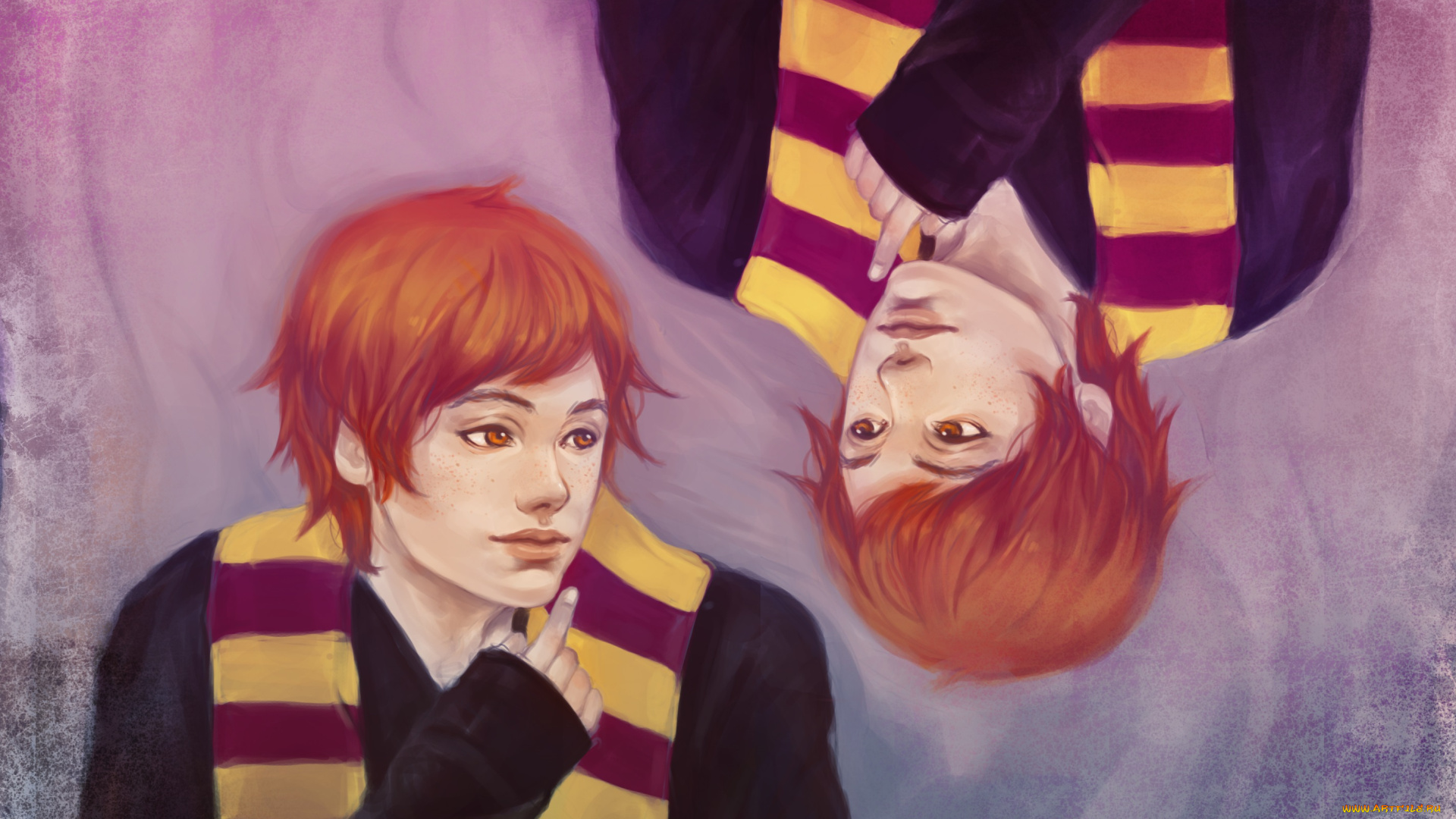 рисованное, люди, близнецы, рыжие, парни