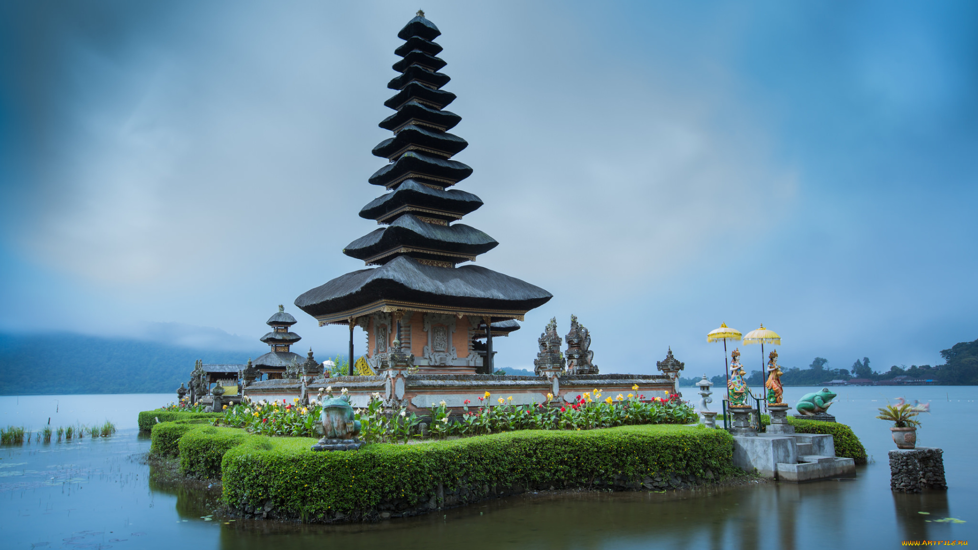 ulun, danu, temple, in, bali, города, -, буддийские, и, другие, храмы, водоем, храм