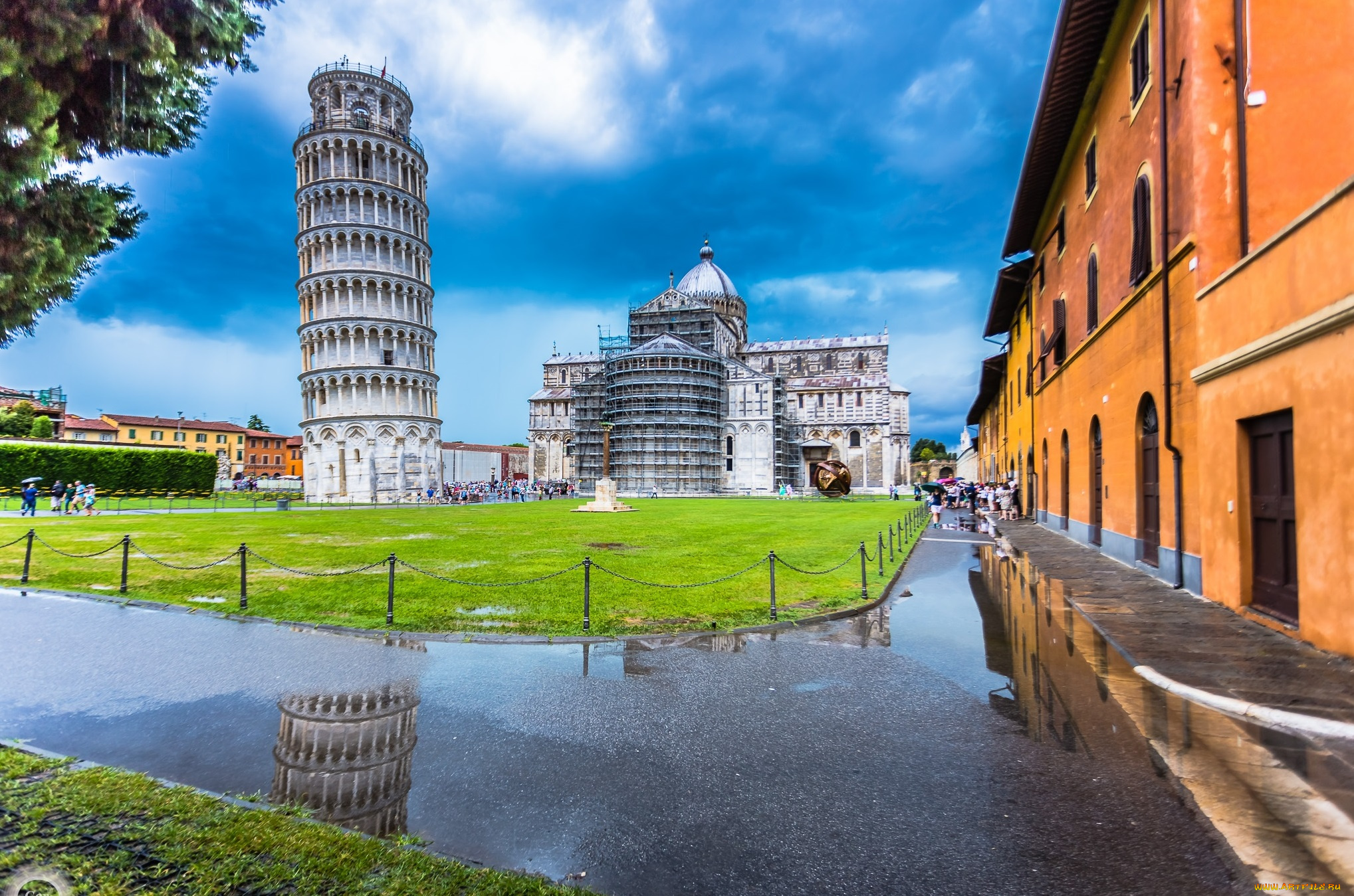 города, пиза, , италия, башня, площадь