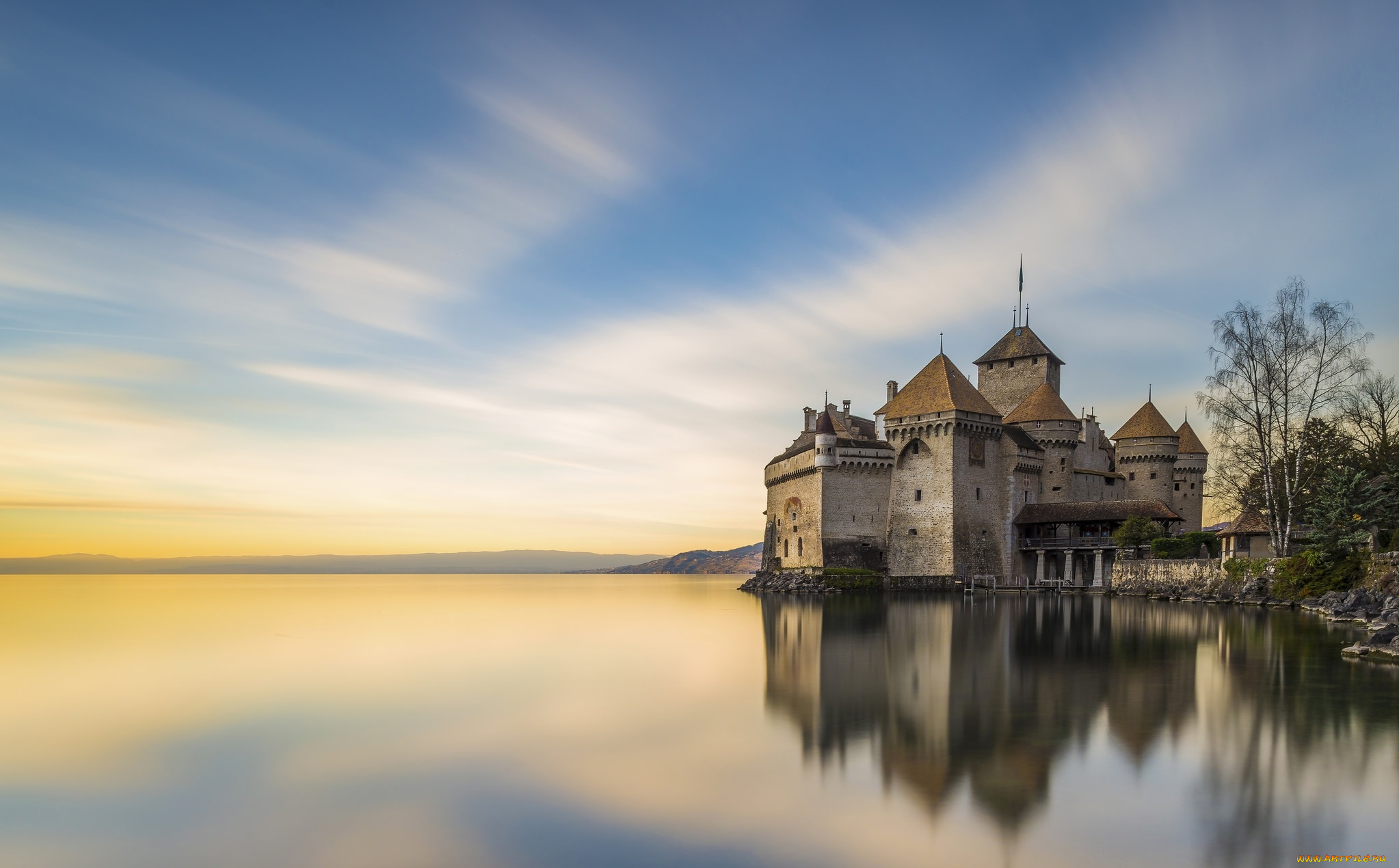 ch&, 226, teau, de, chillon, города, замки, швейцарии, озеро, замок