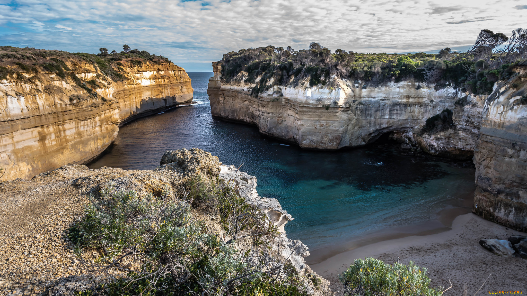 природа, побережье, бухта, скалы, море