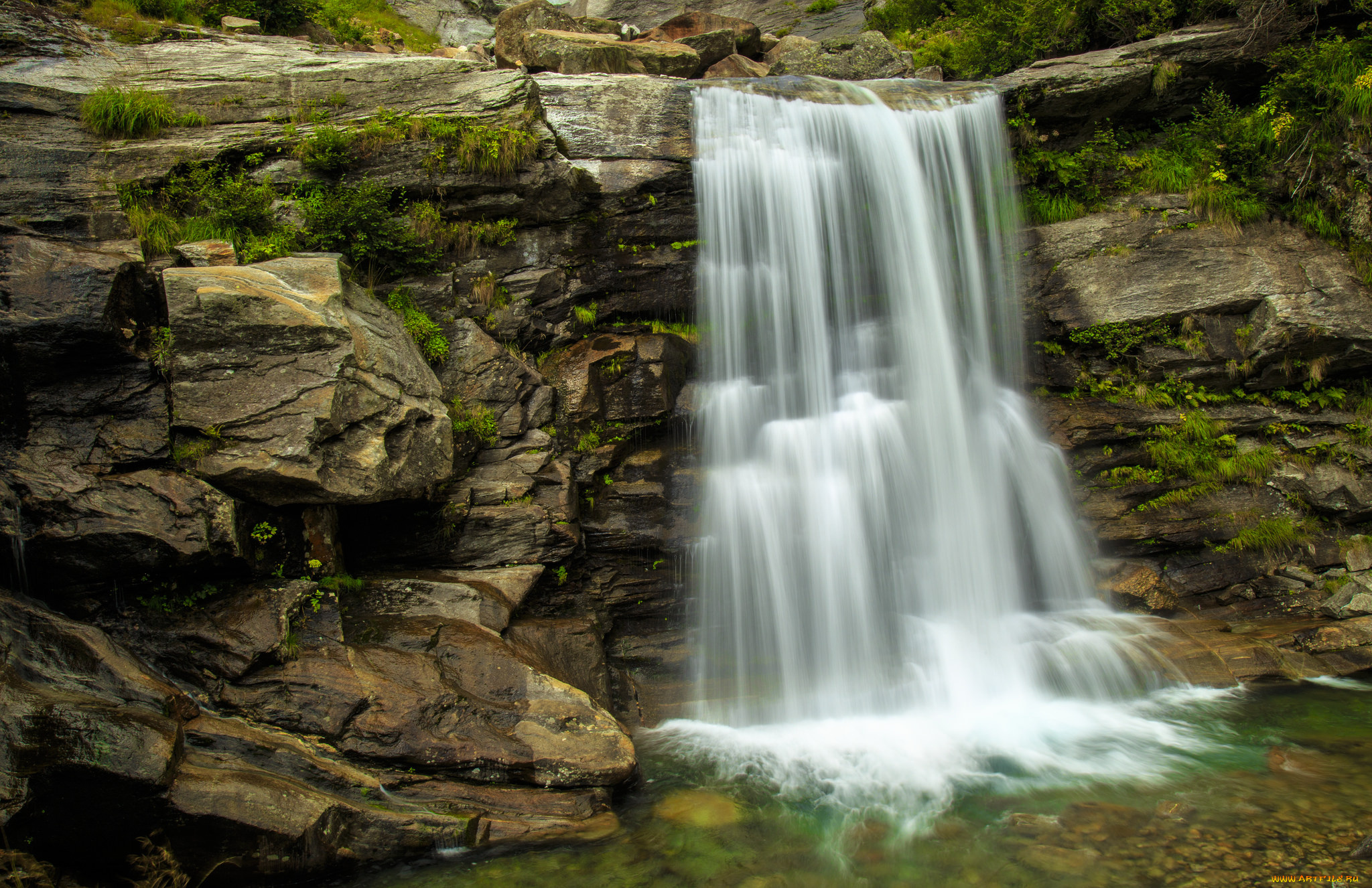 природа, водопады, лес, водопад, река