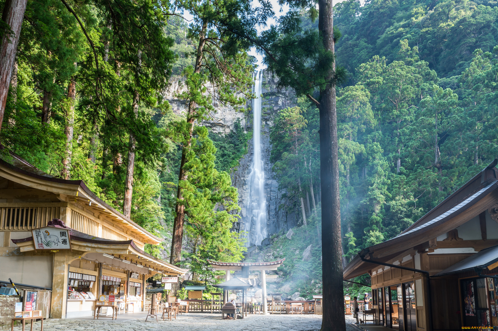 города, -, пейзажи, деревня, водопад, дома, пейзаж
