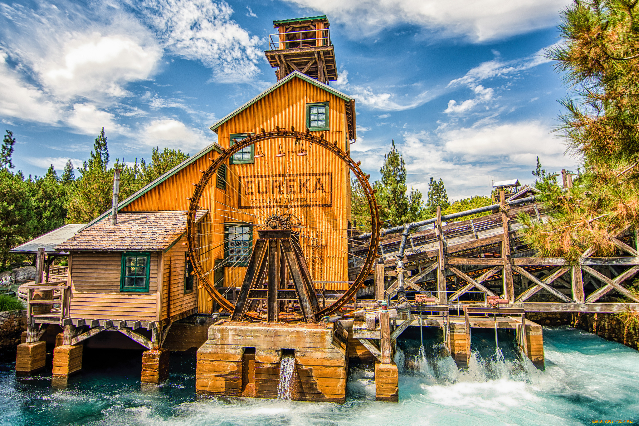 города, диснейленд, парк, аттракцион, река