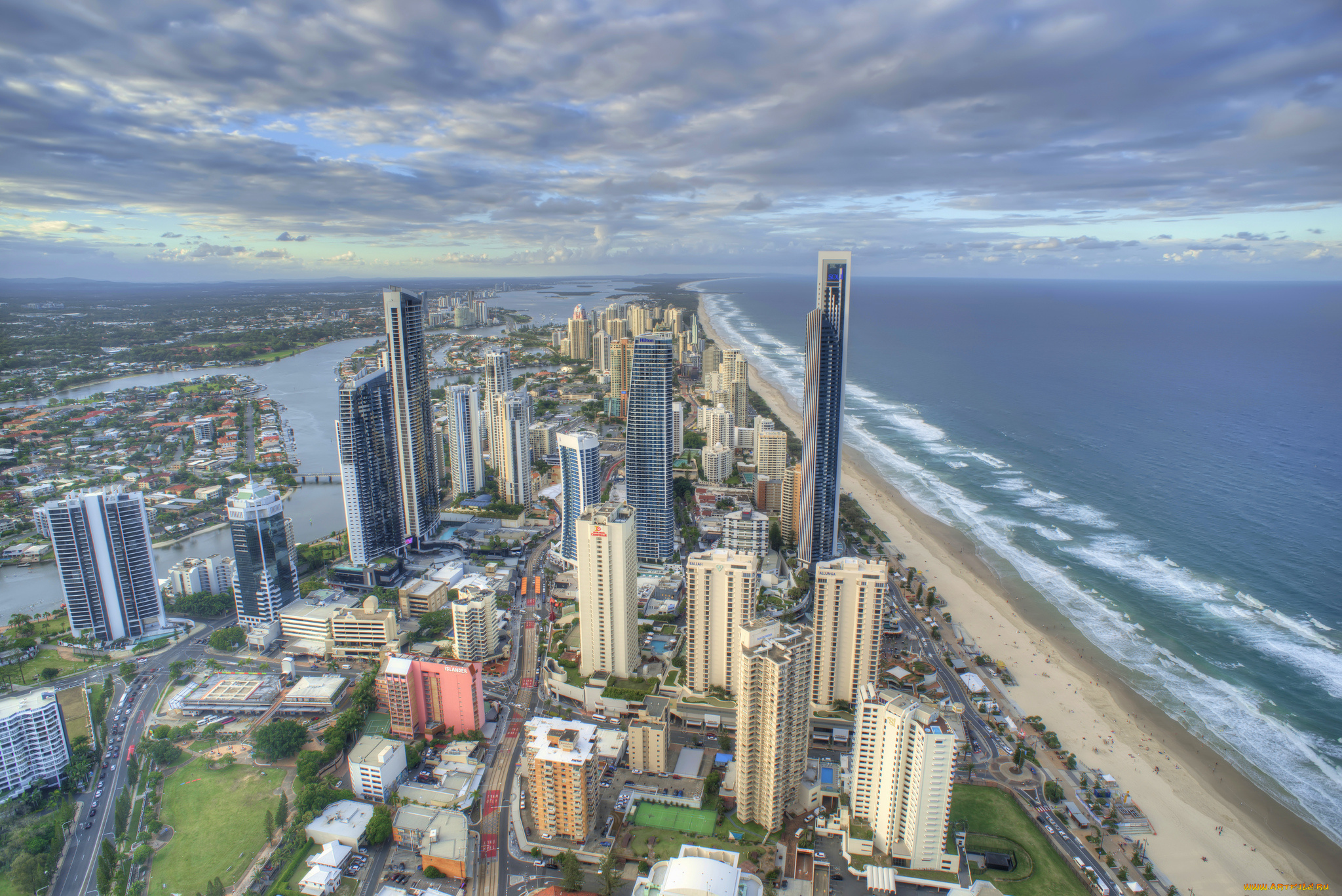 gold, coast, in, queensland, australia, города, -, панорамы, океан, пляж, небоскребы