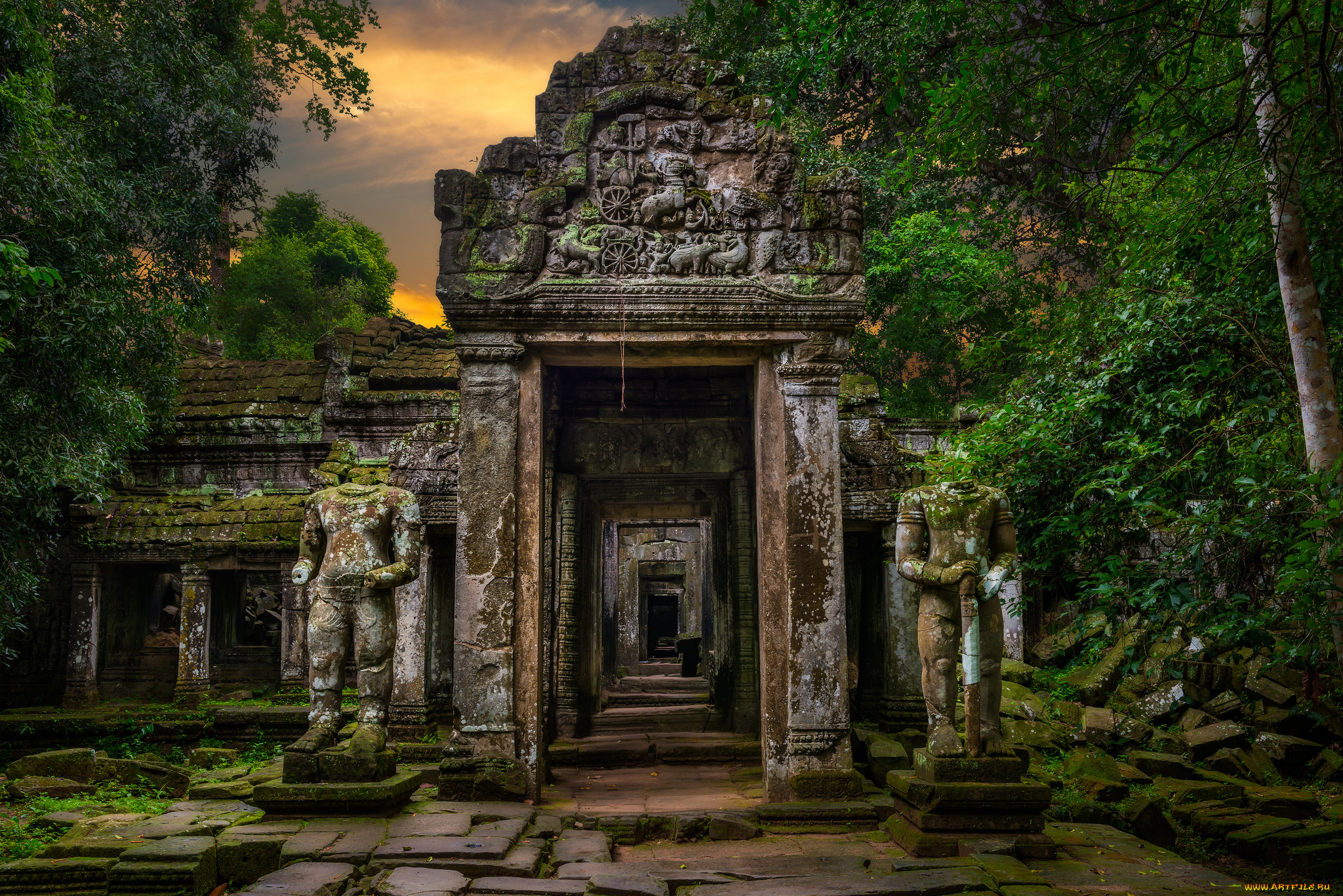preah, khan, города, -, исторические, , архитектурные, памятники, святилище