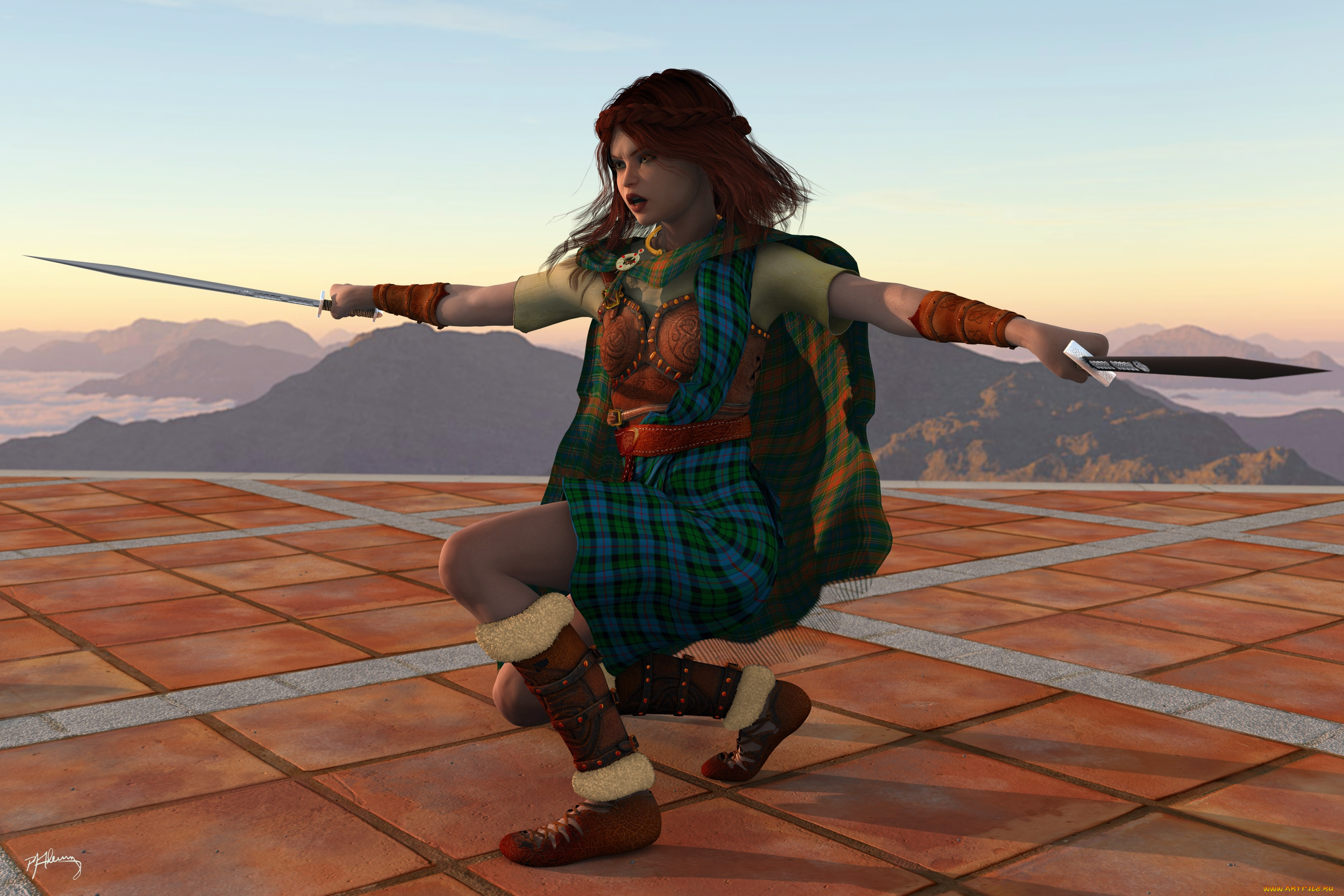 3д, графика, фантазия, , fantasy, девушка, взгляд, фон, оружие