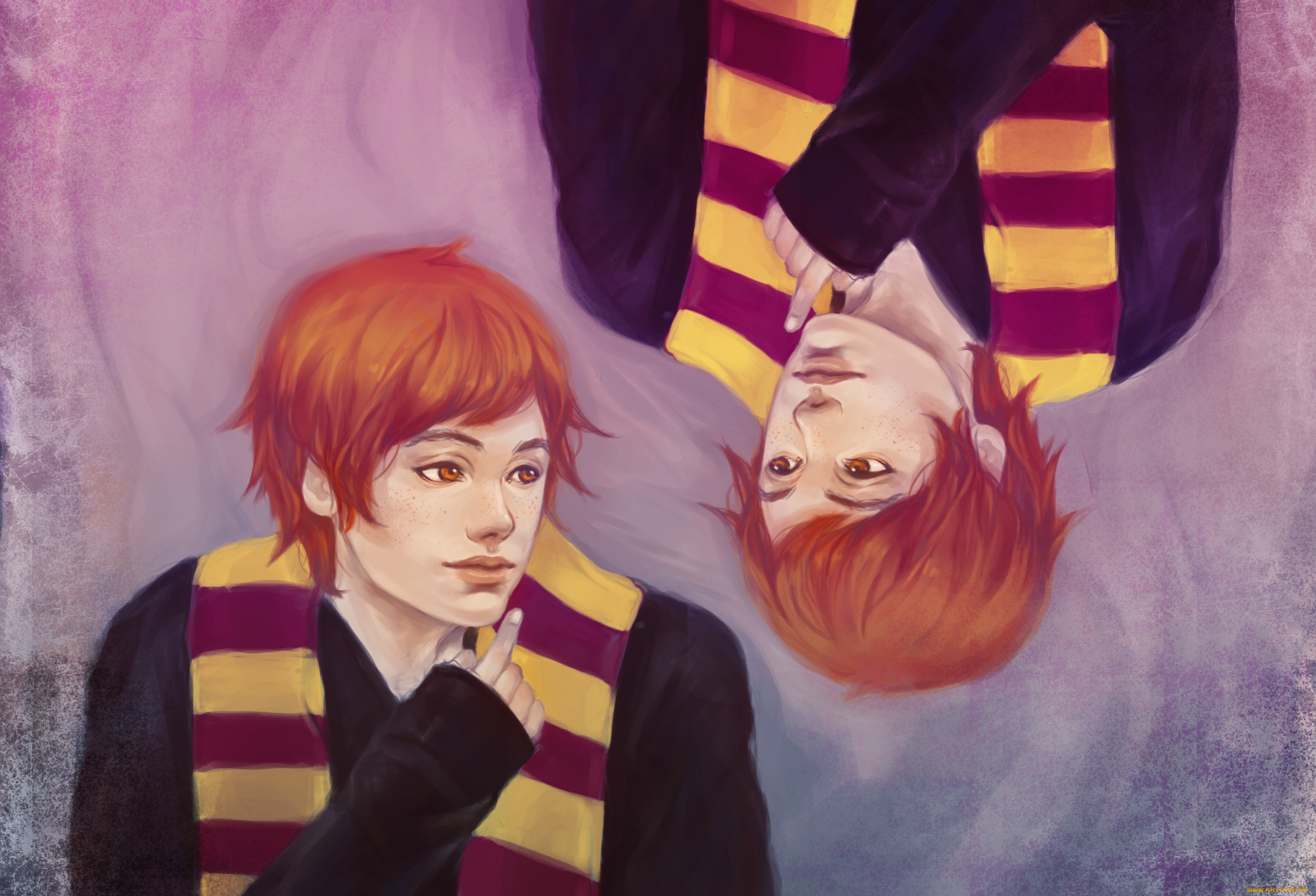 рисованное, люди, близнецы, рыжие, парни