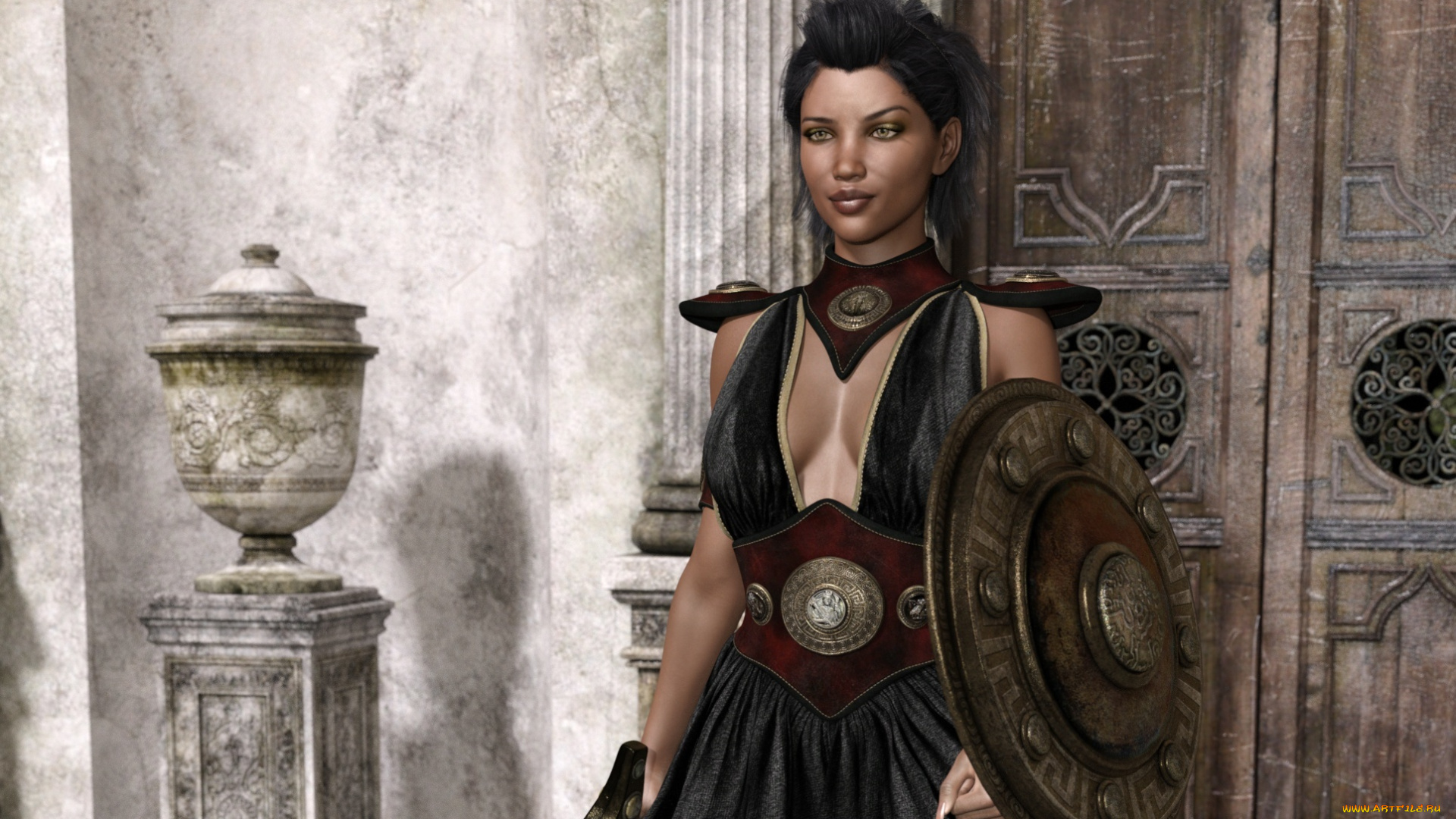 3д, графика, амазонки, , amazon, девушки, взгляд, фон