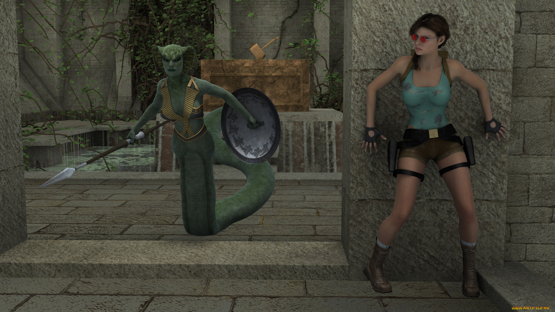 3д, графика, фантазия, , fantasy, девушка, взгляд, фон