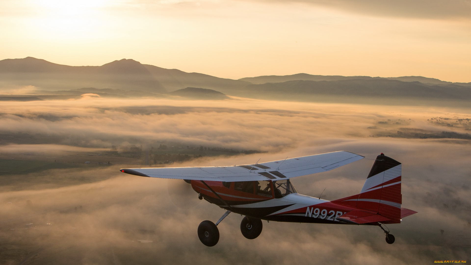 авиация, лёгкие, одномоторные, самолёты, небо, утро, самолёт