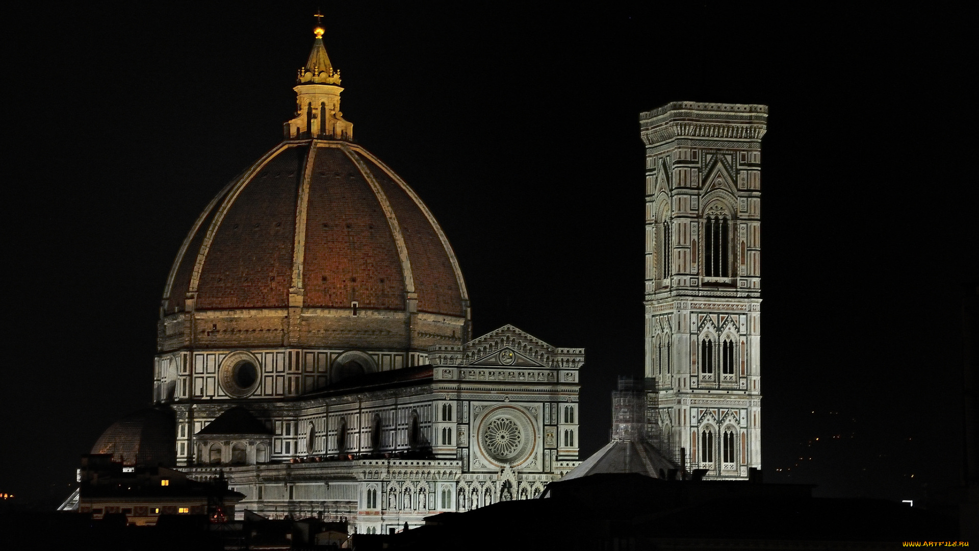 duomo, -, firenze, города, флоренция, , италия, ночь