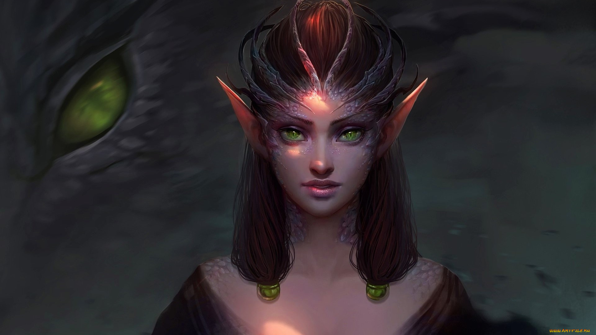 фэнтези, эльфы, фон, взгляд, эльфийка