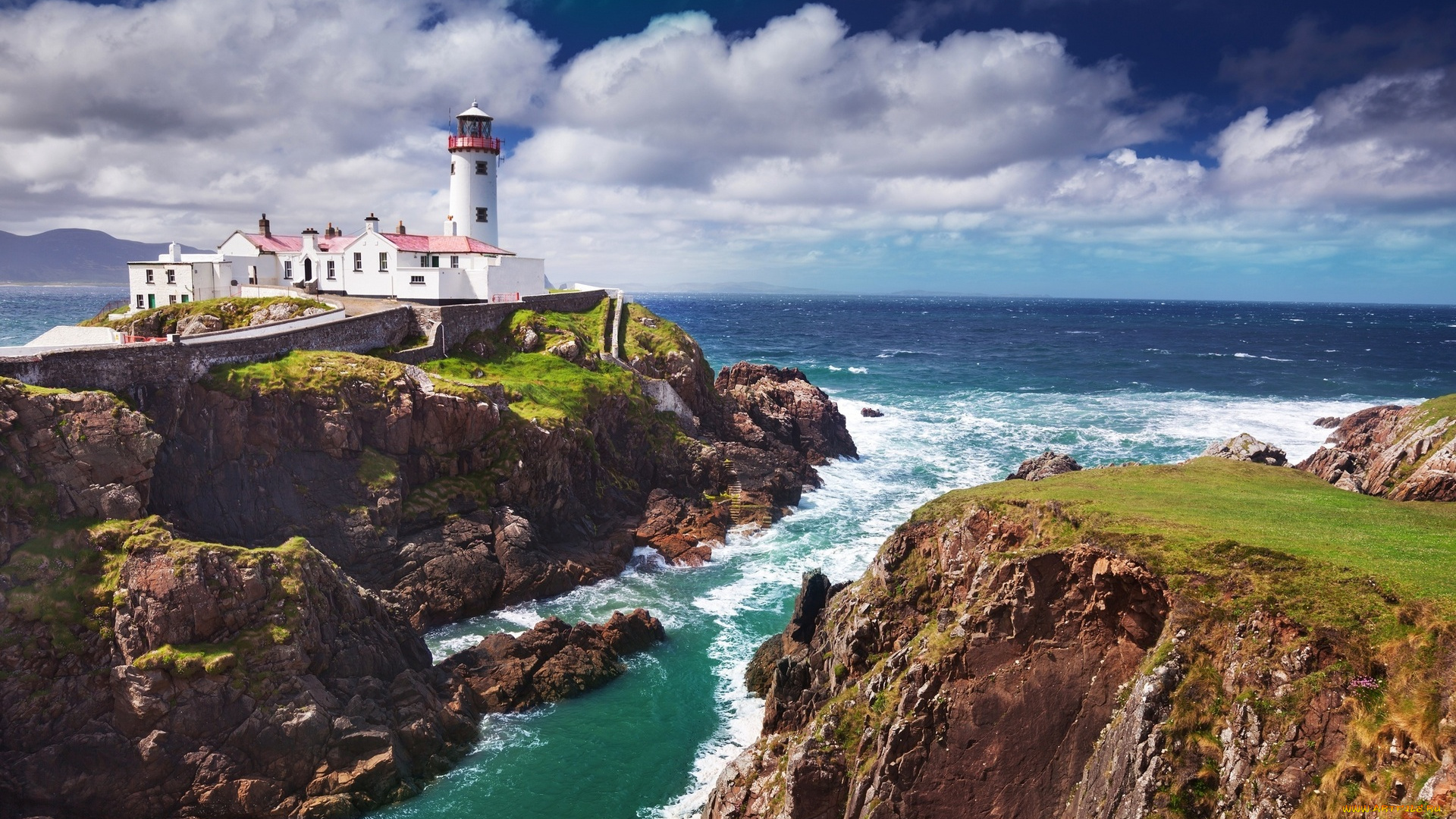природа, маяки, маяк, море, тучи, скалы, дома