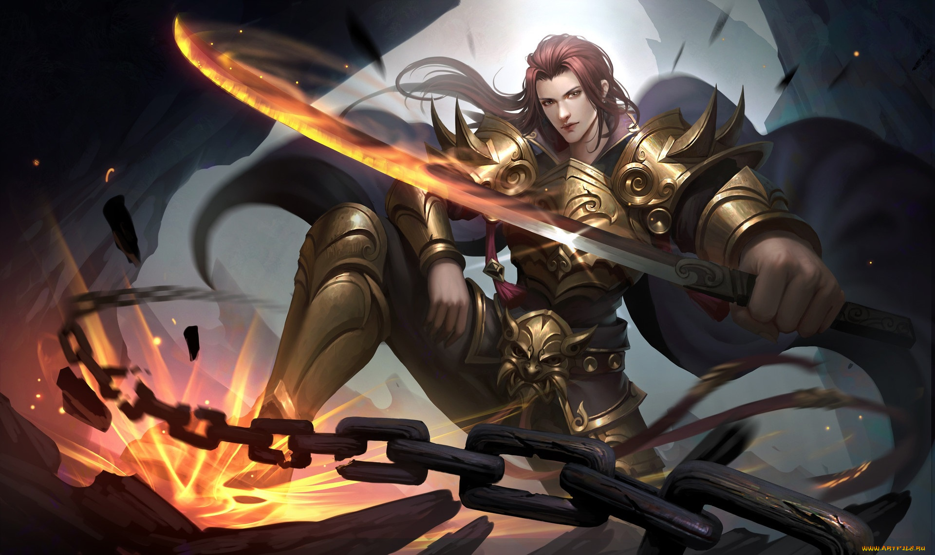 фэнтези, люди, парень, арт, воин, оружие